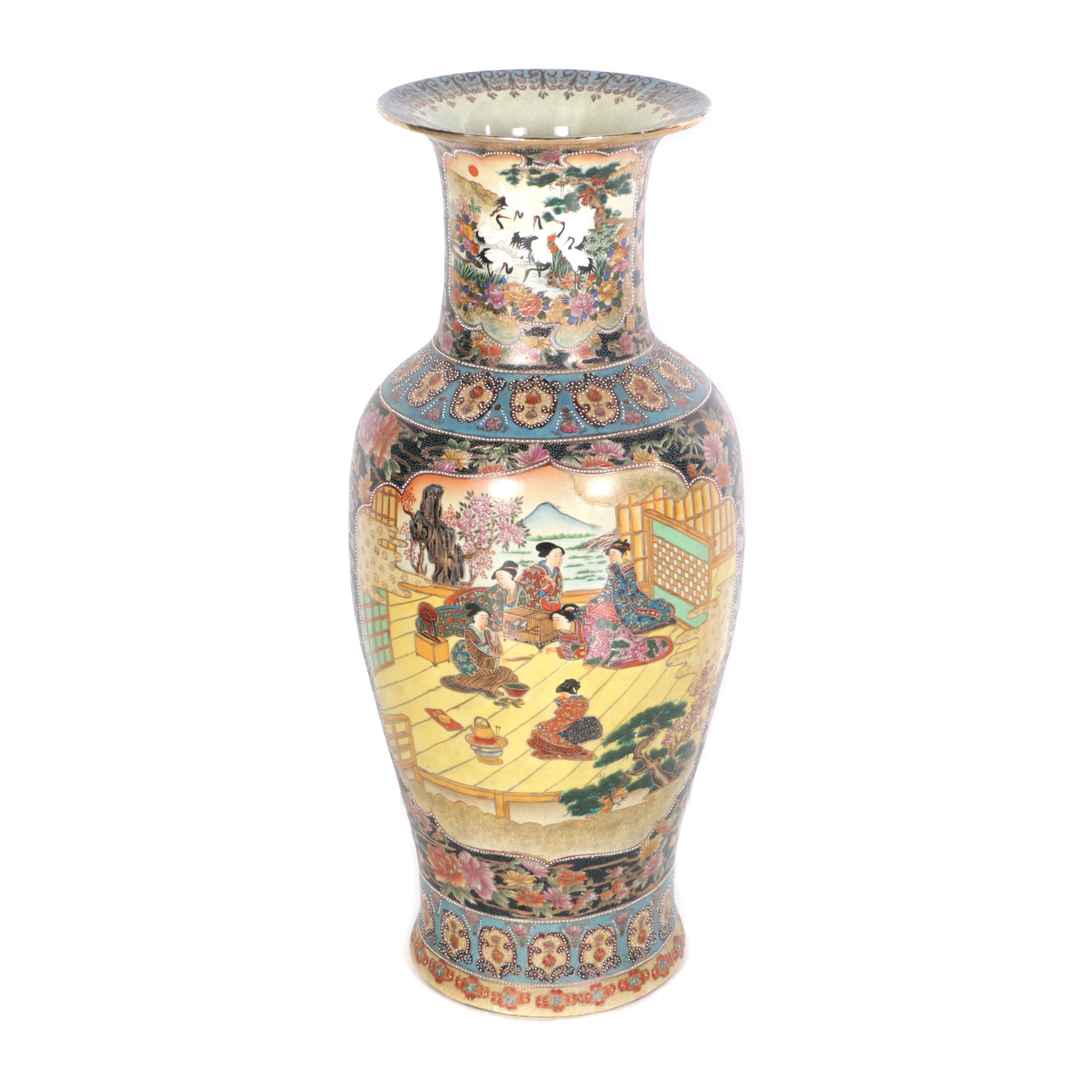 HandPainted Chinese "Satsuma" Floor Vase EBTH