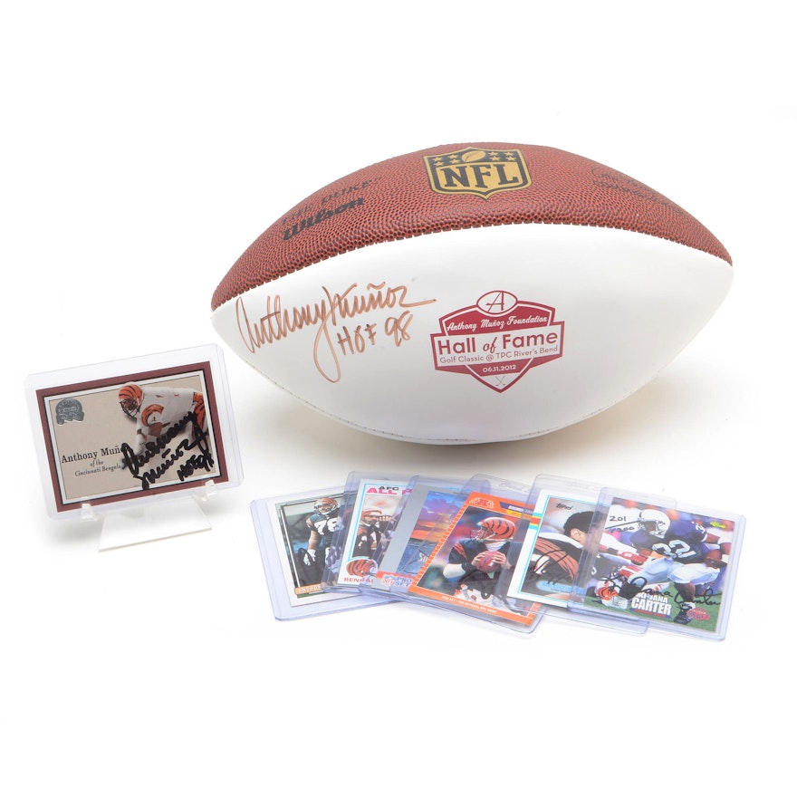 Munoz Signed Football and Other Bengal Signed Cards