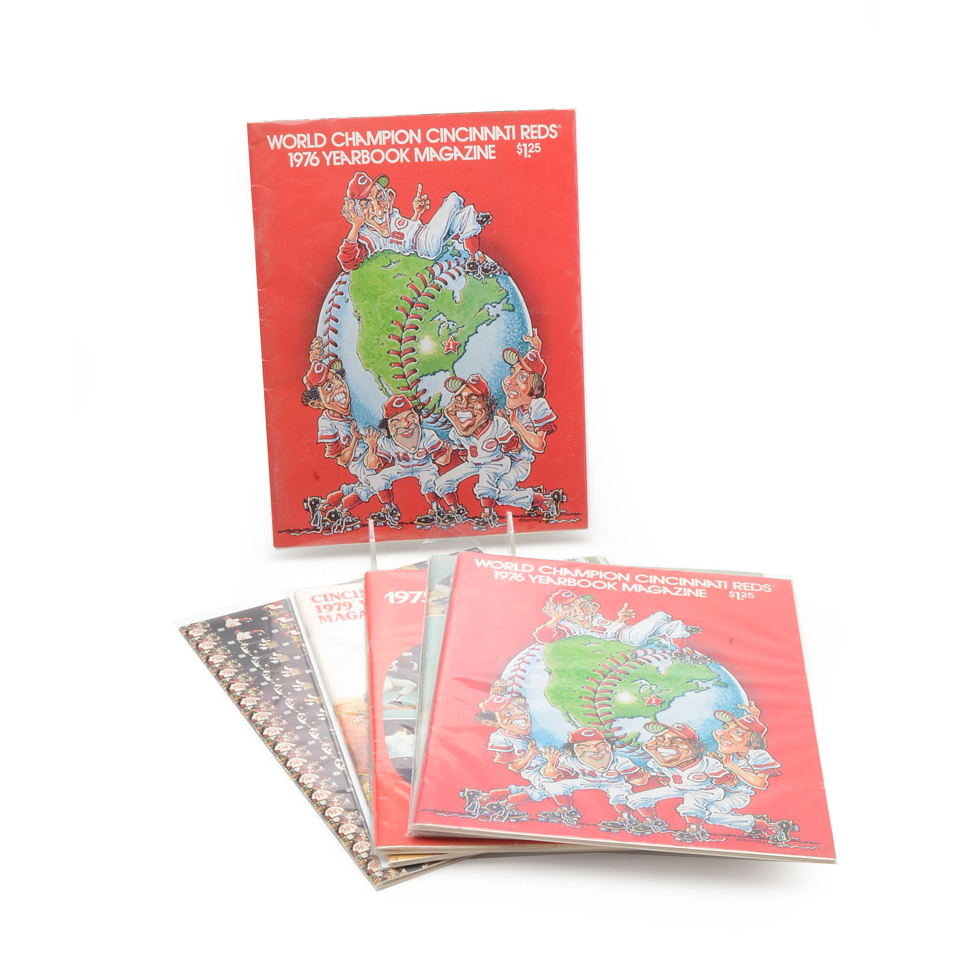 Six 1970s Cincinnati Reds Yearbooks