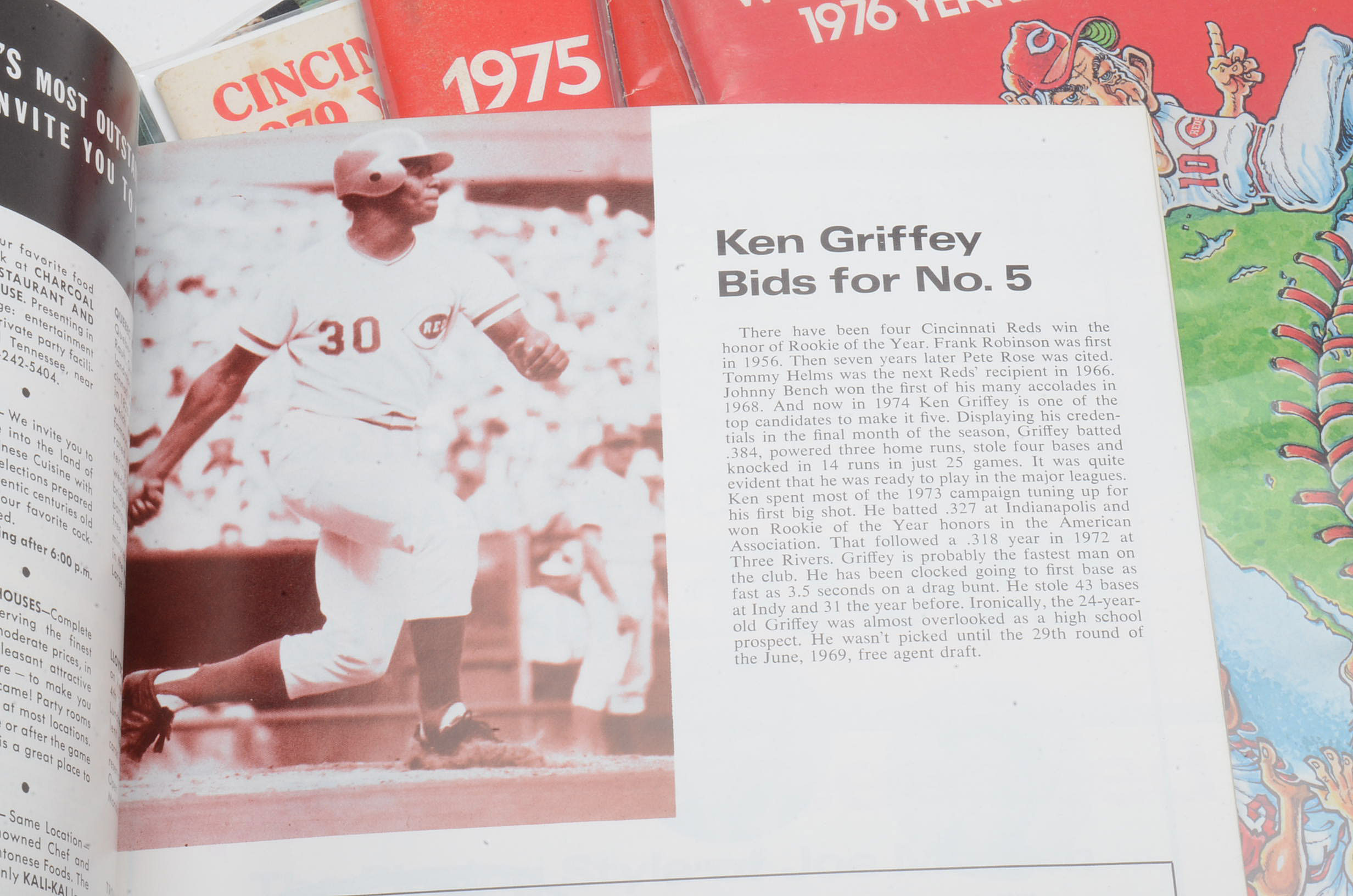 Six 1970s Cincinnati Reds Yearbooks