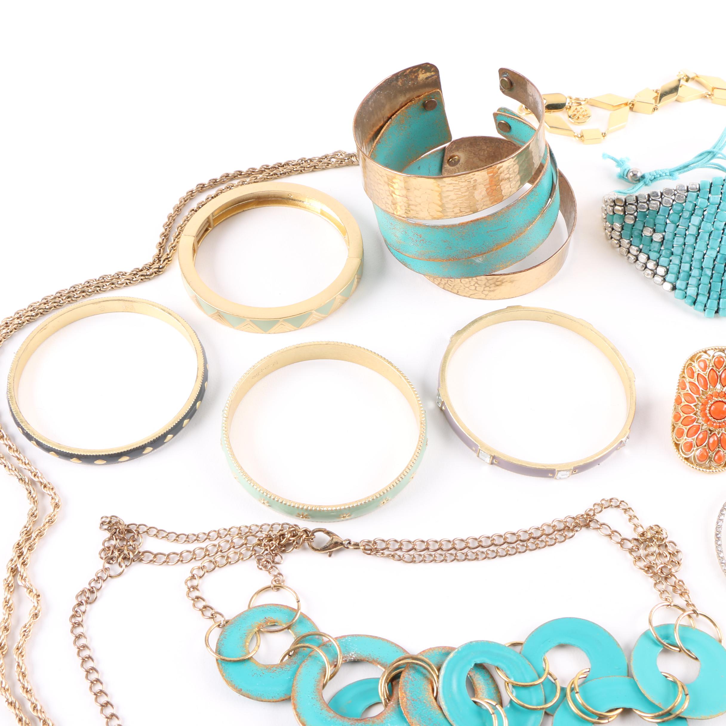 Gold Toned Jewelry Selection Including Troy Burch