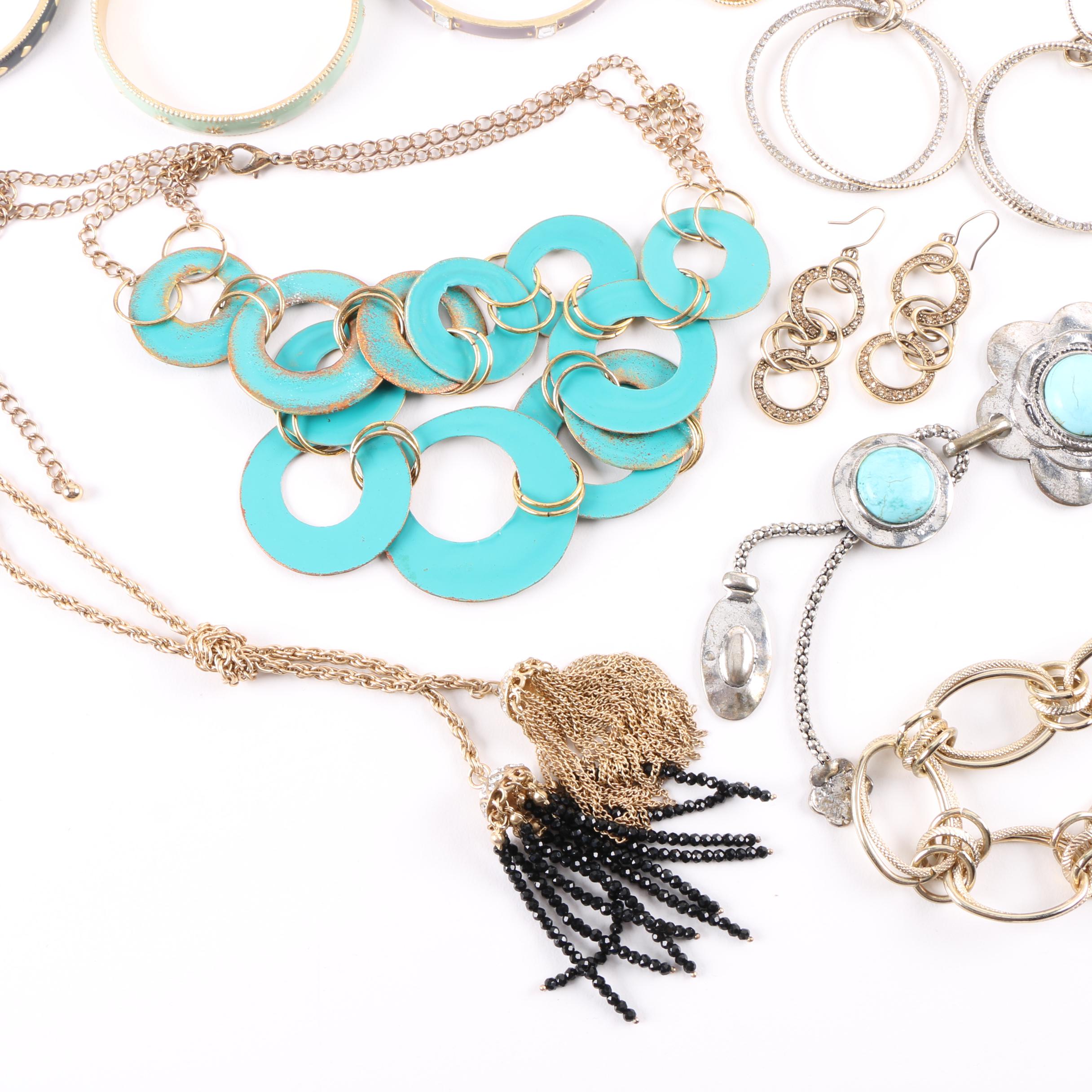 Gold Toned Jewelry Selection Including Troy Burch