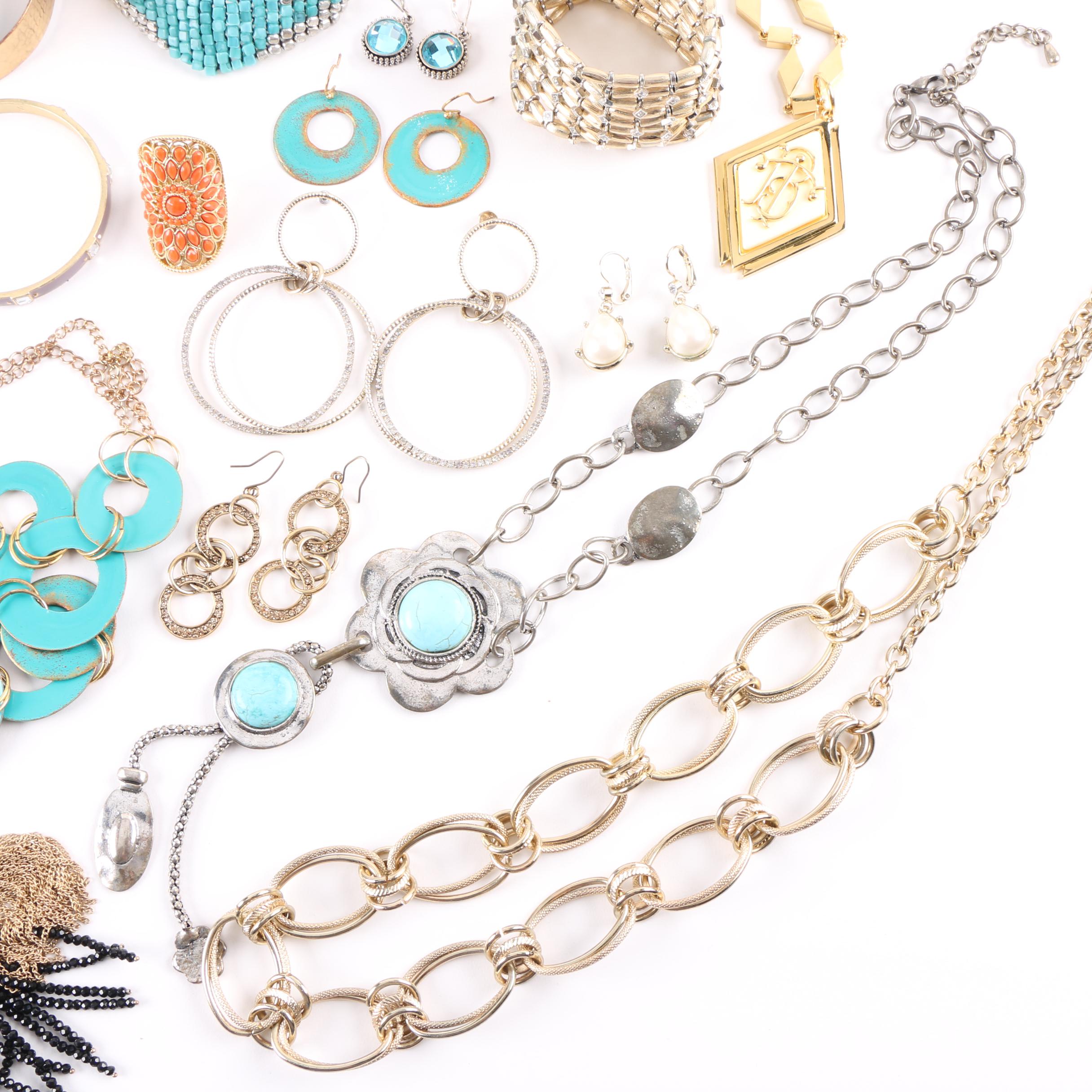 Gold Toned Jewelry Selection Including Troy Burch