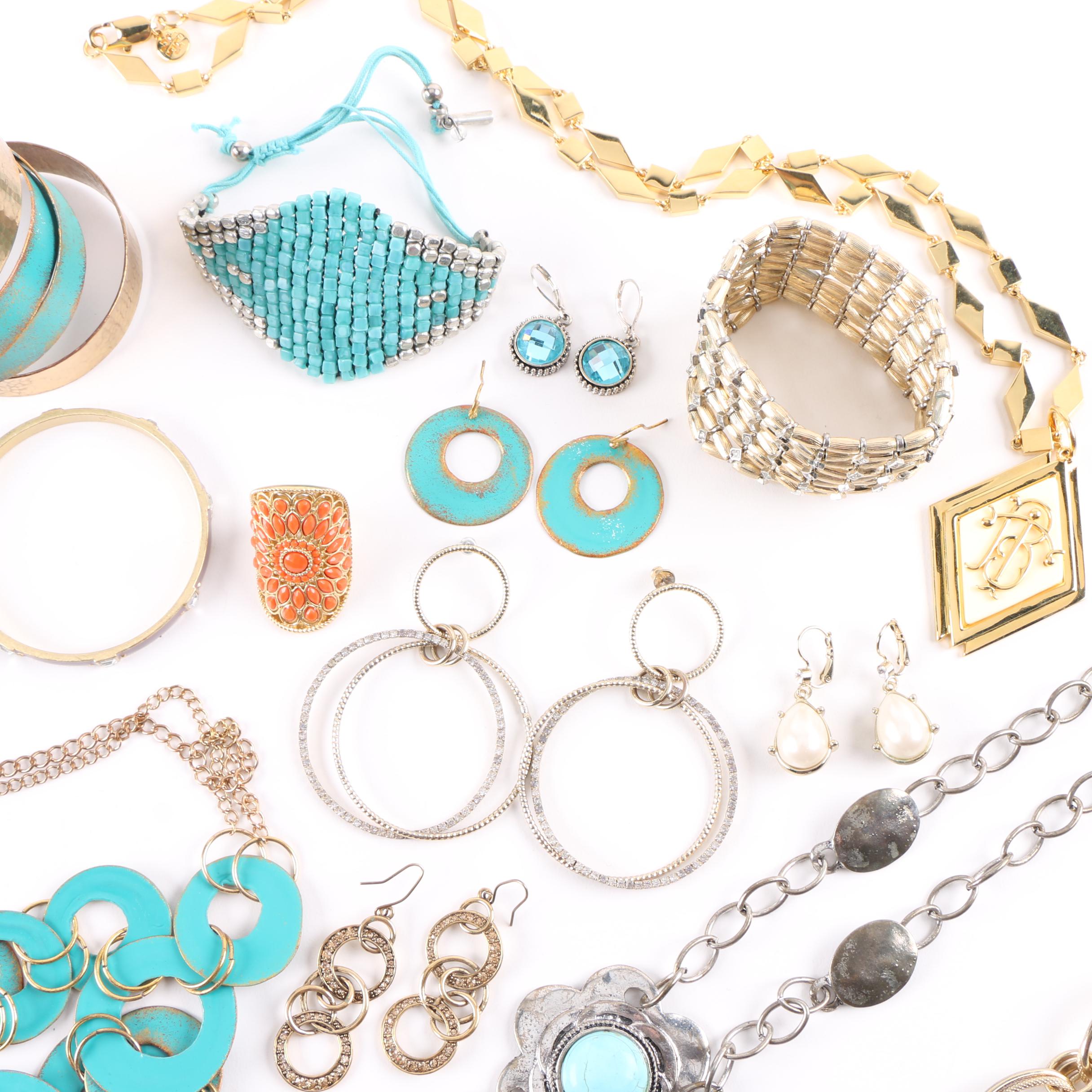 Gold Toned Jewelry Selection Including Troy Burch