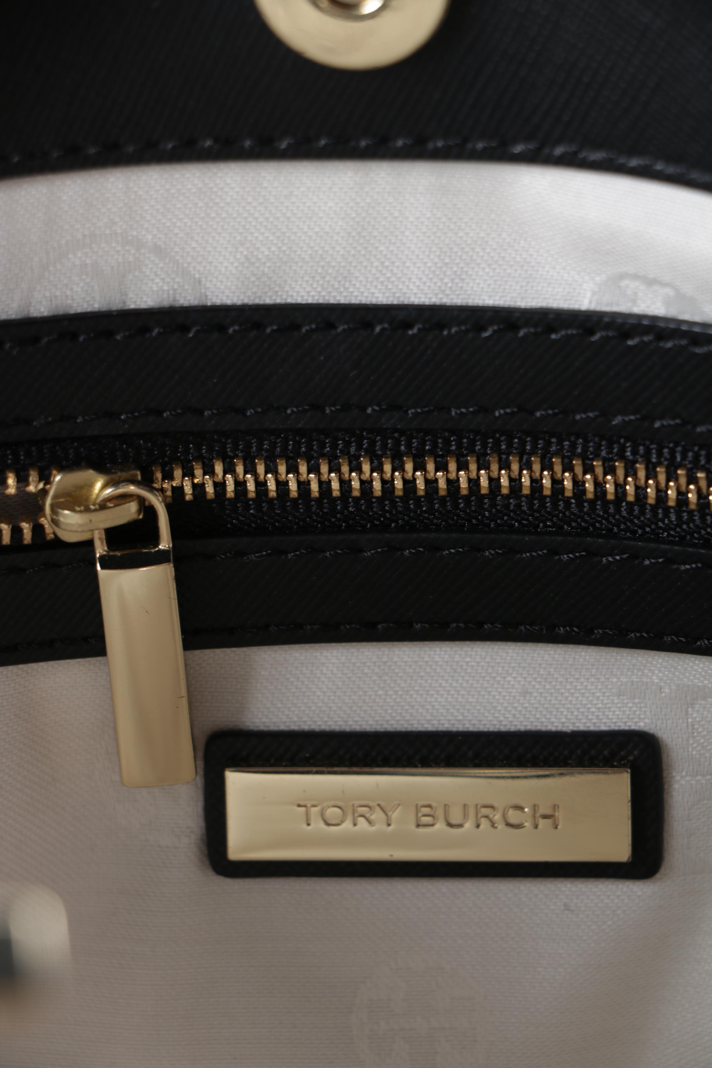 Tory Burch Robinson Black Leather Perforated Tote