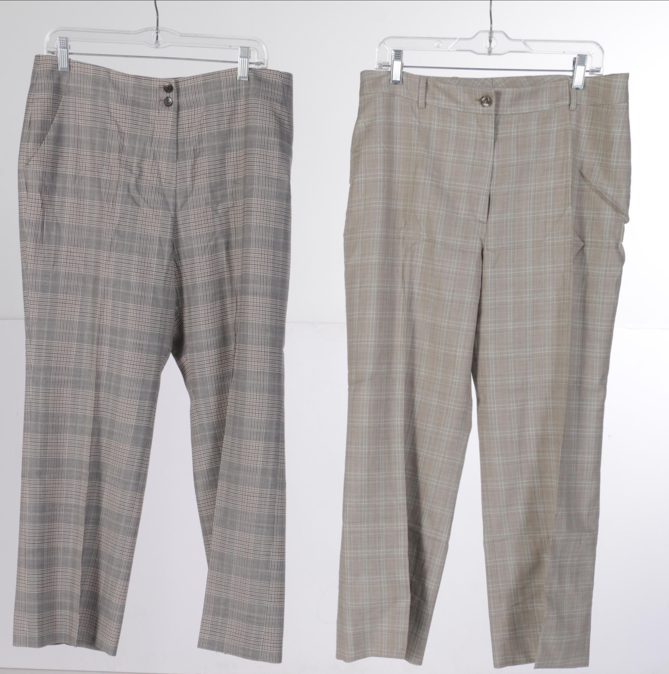 Women's Plaid Wool Pants and Tops Including Louis Féraud
