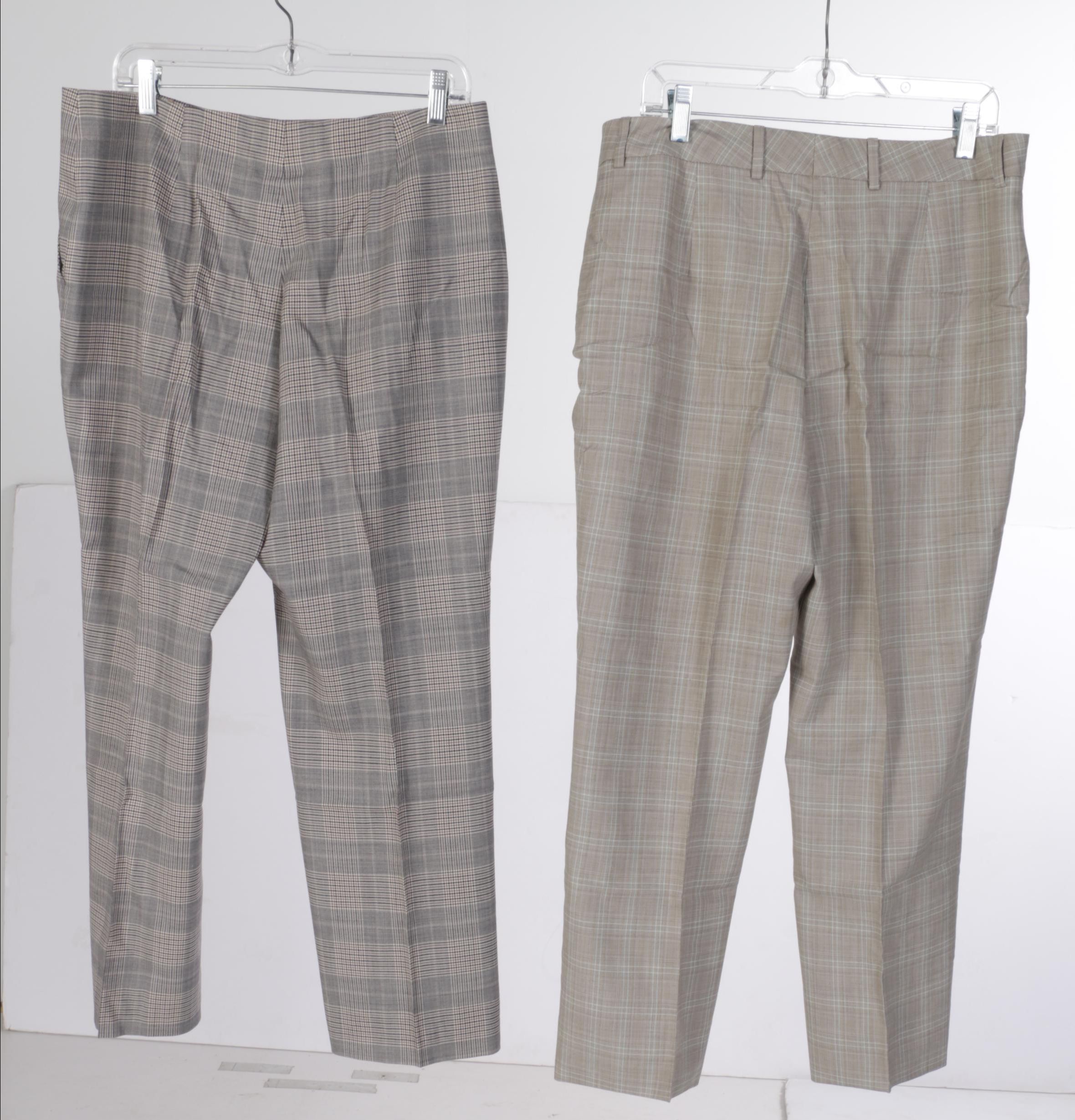 Women's Plaid Wool Pants and Tops Including Louis Féraud