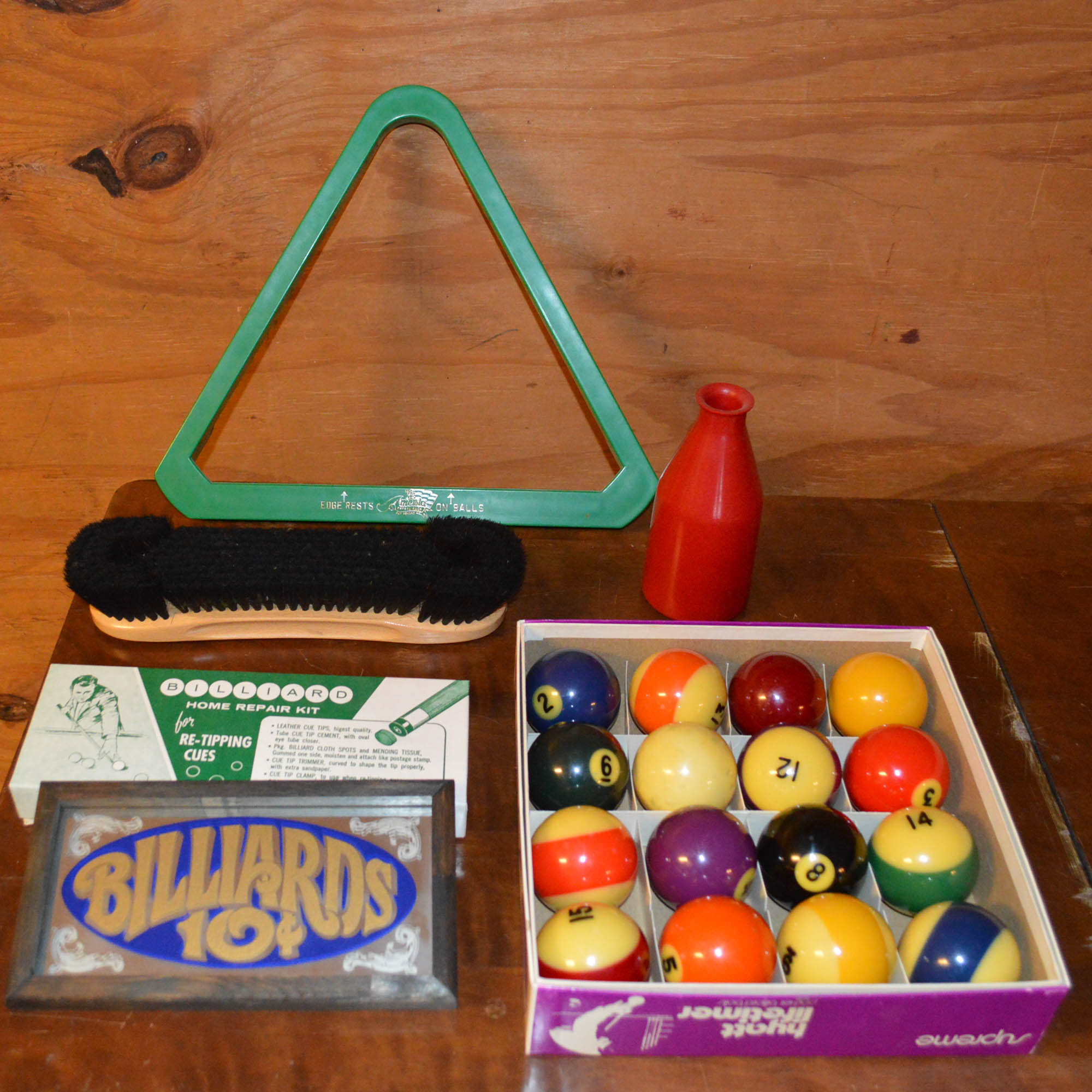 Vintage Steepleton Billiards Table with Accessories