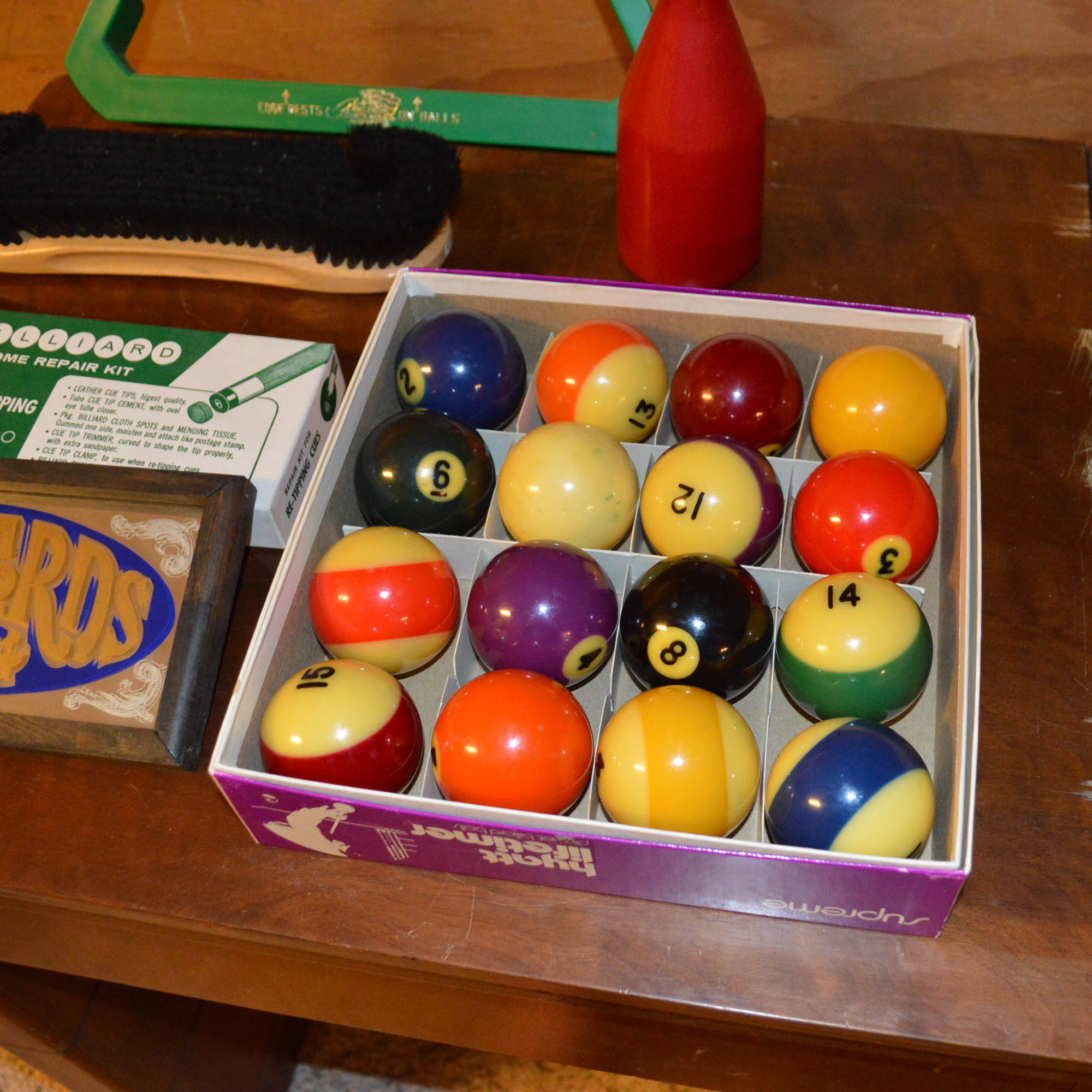 Vintage Steepleton Billiards Table with Accessories