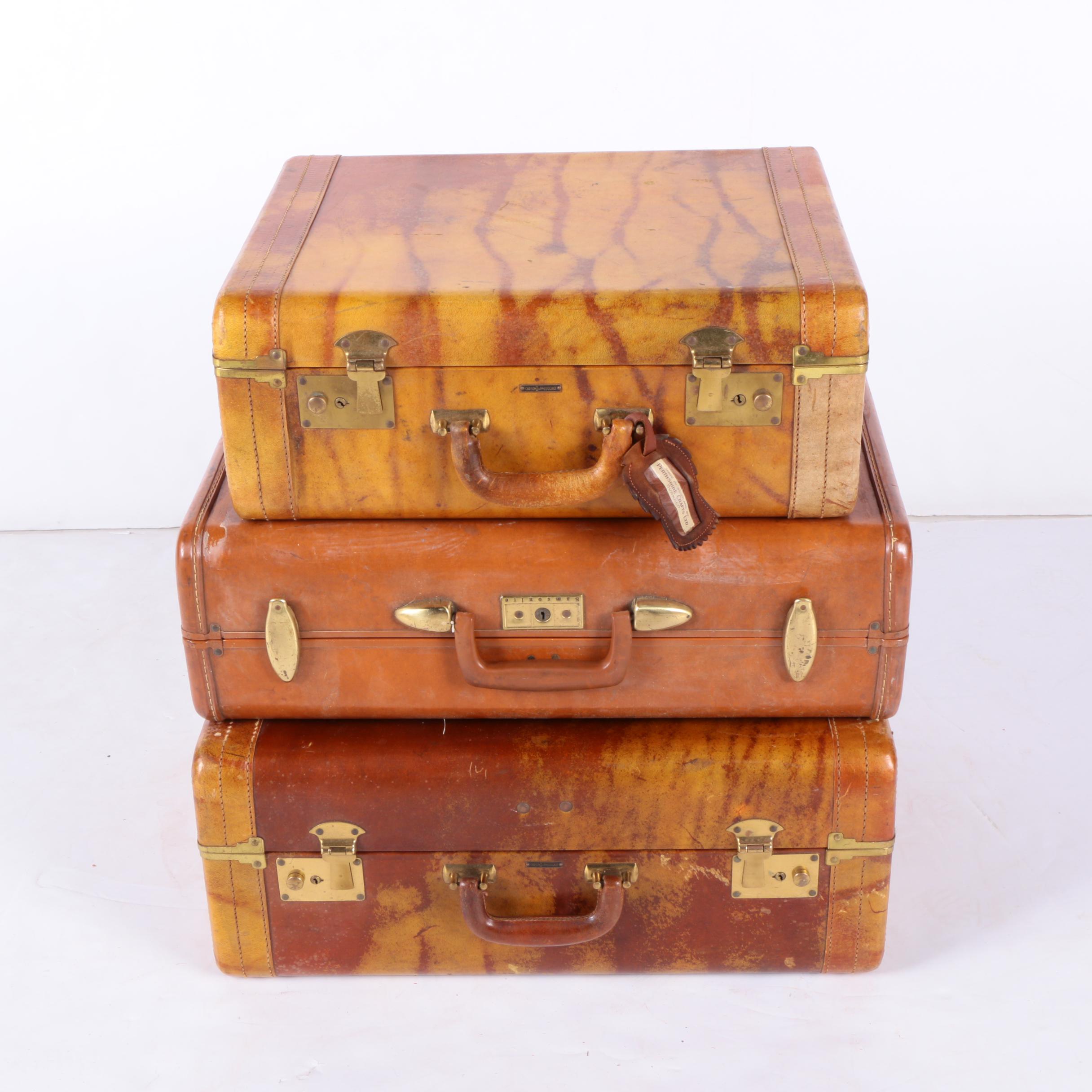 Vintage Leather Suitcases Including Carson and Samsonite
