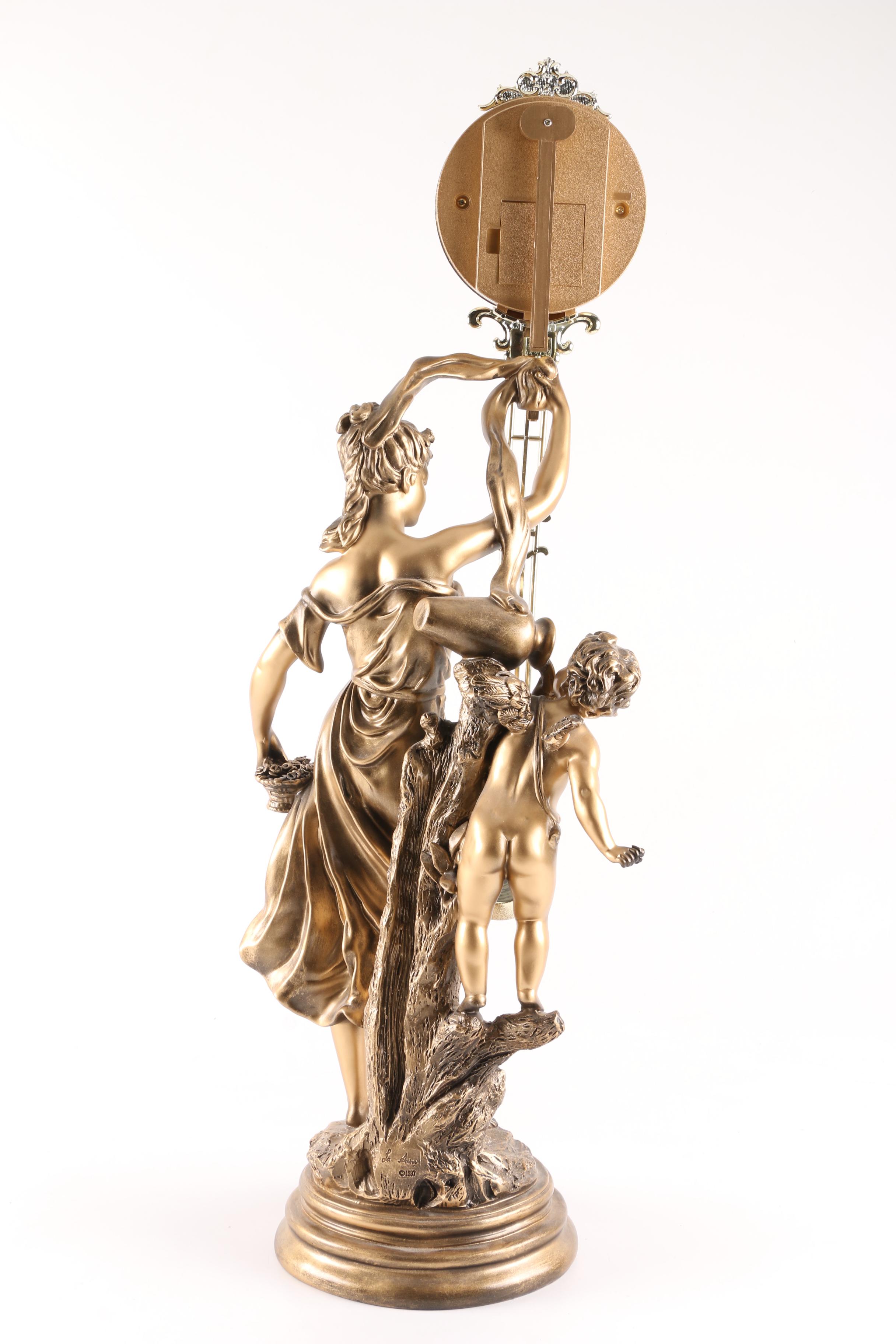 Crosa Art Nouveau Style Figural Swinger Clock