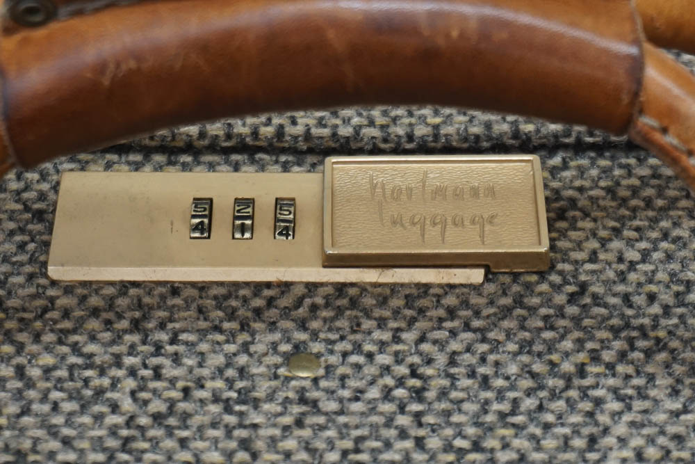 Vintage Hartmann Tweed and Belting Leather Suitcase