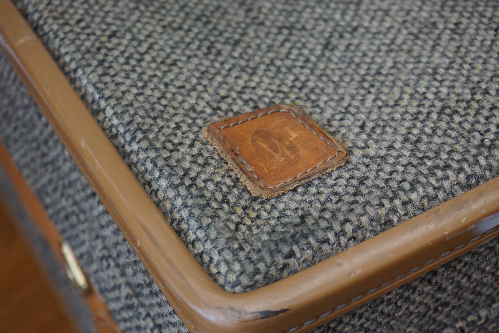 Vintage Hartmann Tweed and Belting Leather Suitcase
