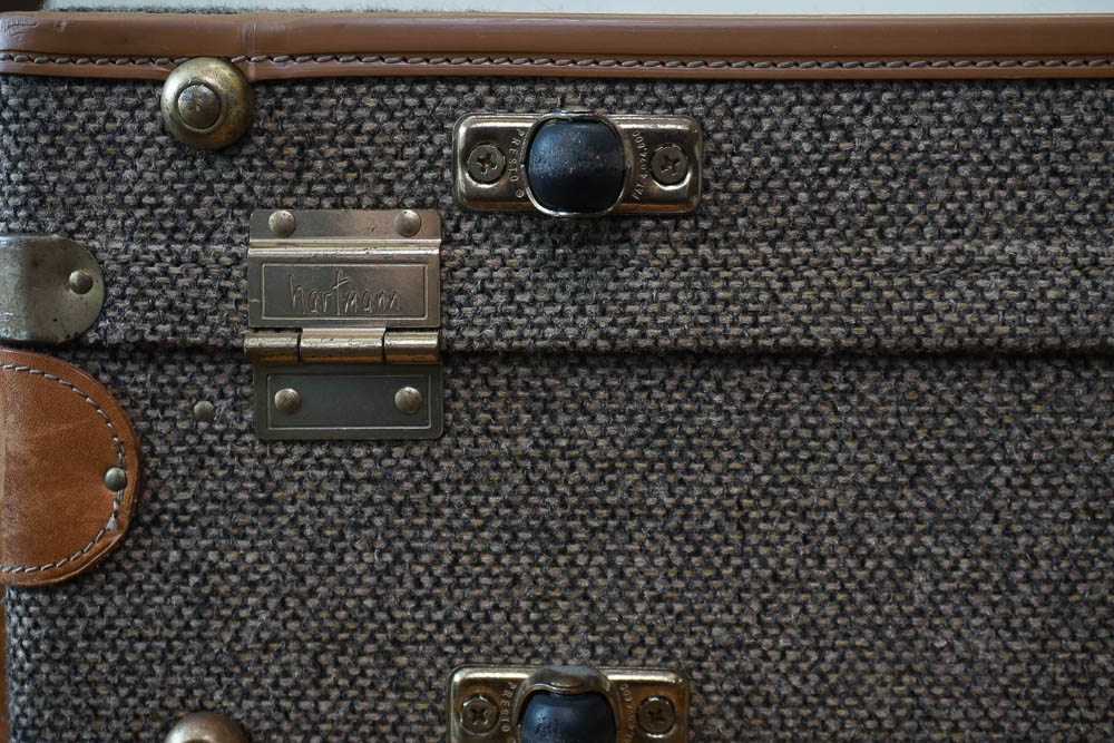 Vintage Hartmann Tweed and Belting Leather Suitcase