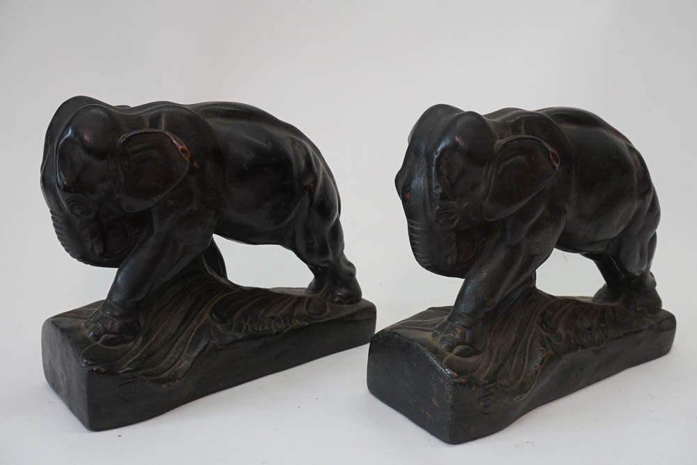 Antique Bronze Clad Krupka Bookends