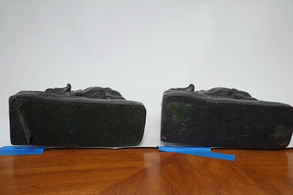 Antique Bronze Clad Krupka Bookends