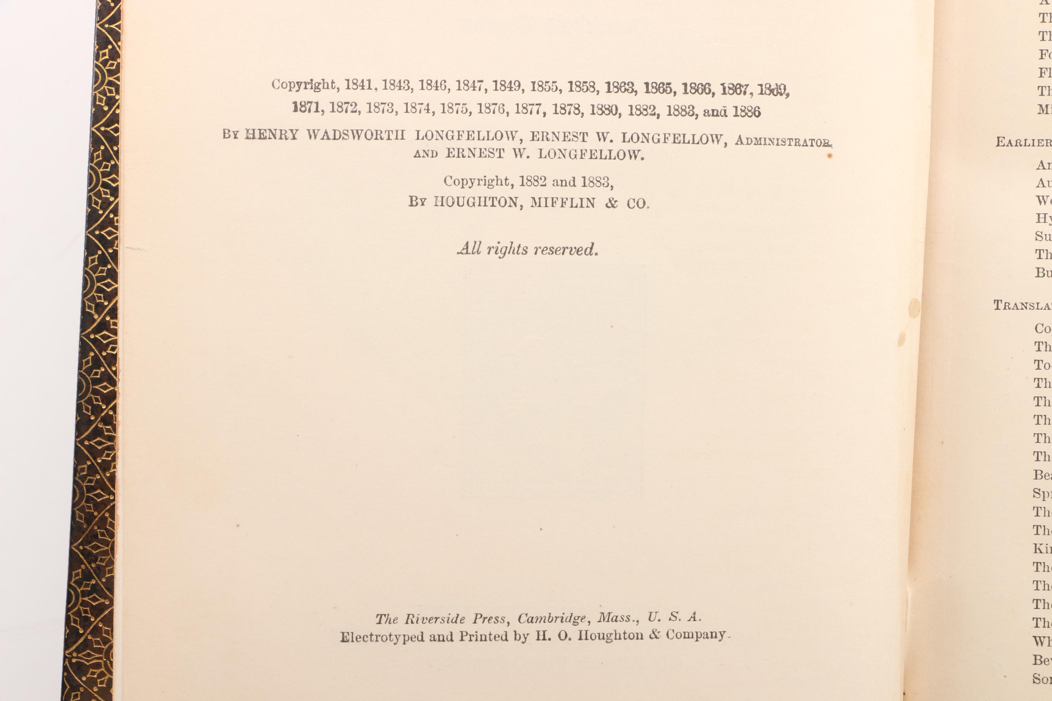 Antique "The Poetical Works of Longfellow" Household Edition