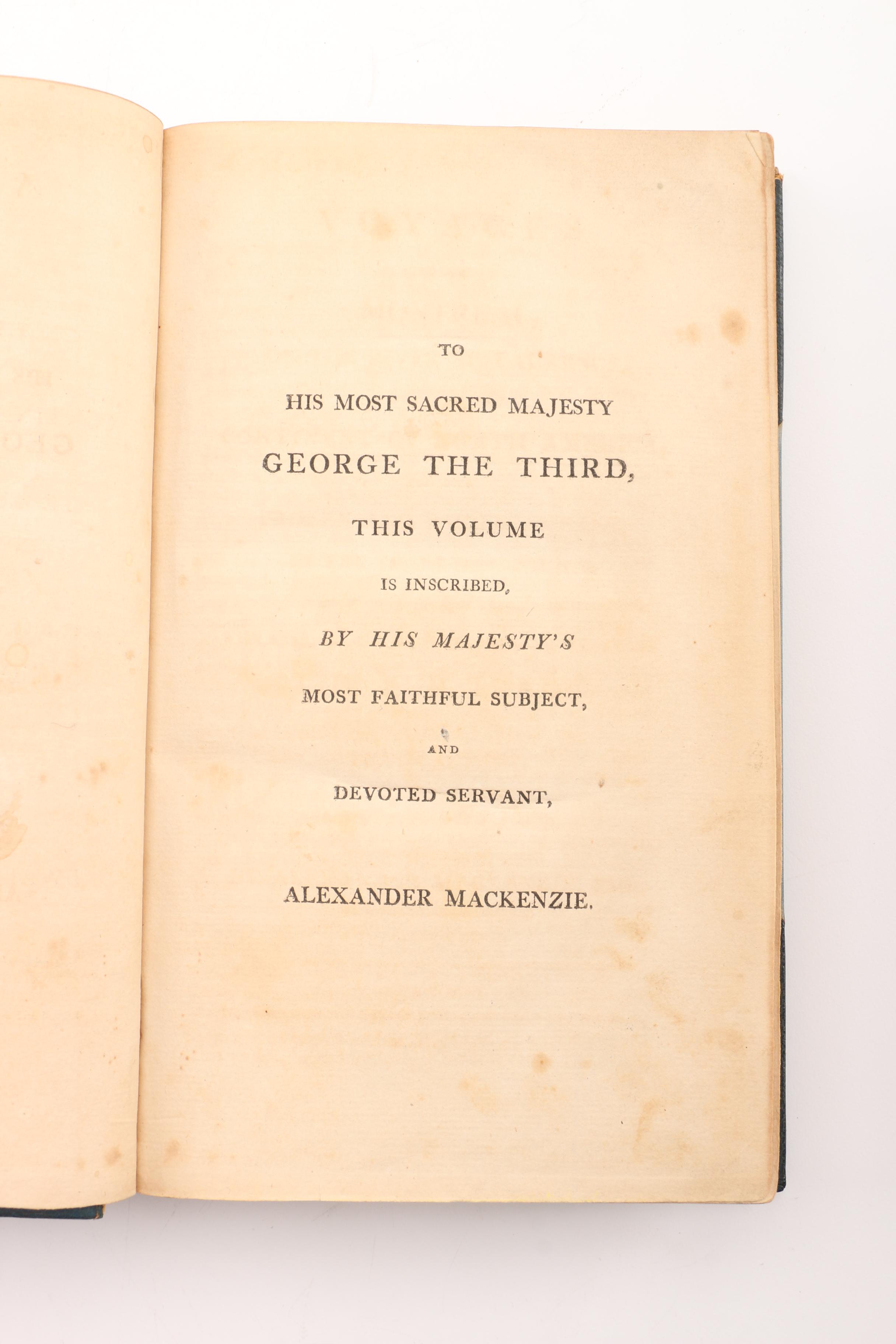 1802 "Mackenzie's Voyages" by G.F. Hopkins First American Edition