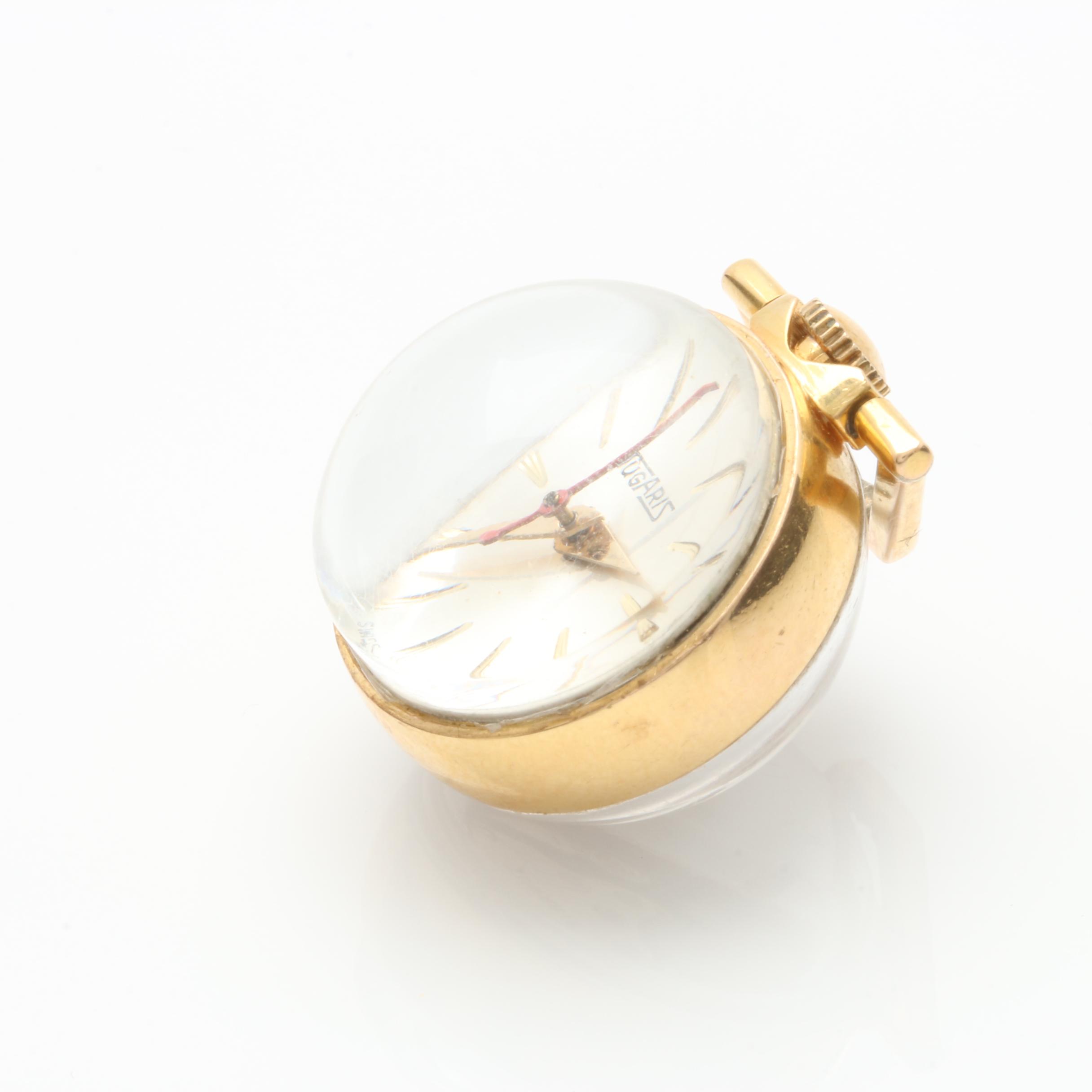 Tugaris Gold Plated Spherical Exhibition Watch Pendant