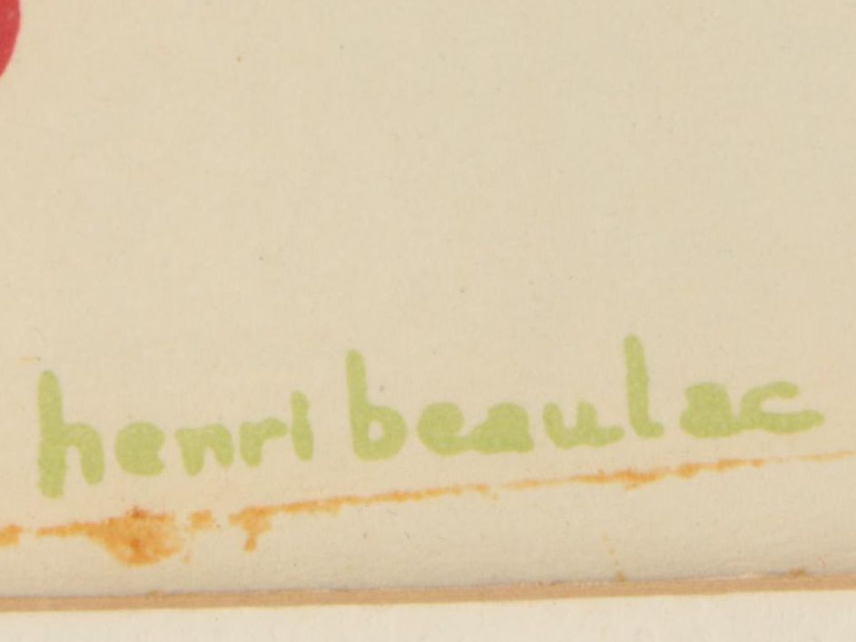 Vintage Henri Beaulac Color Lithograph of Fiddler