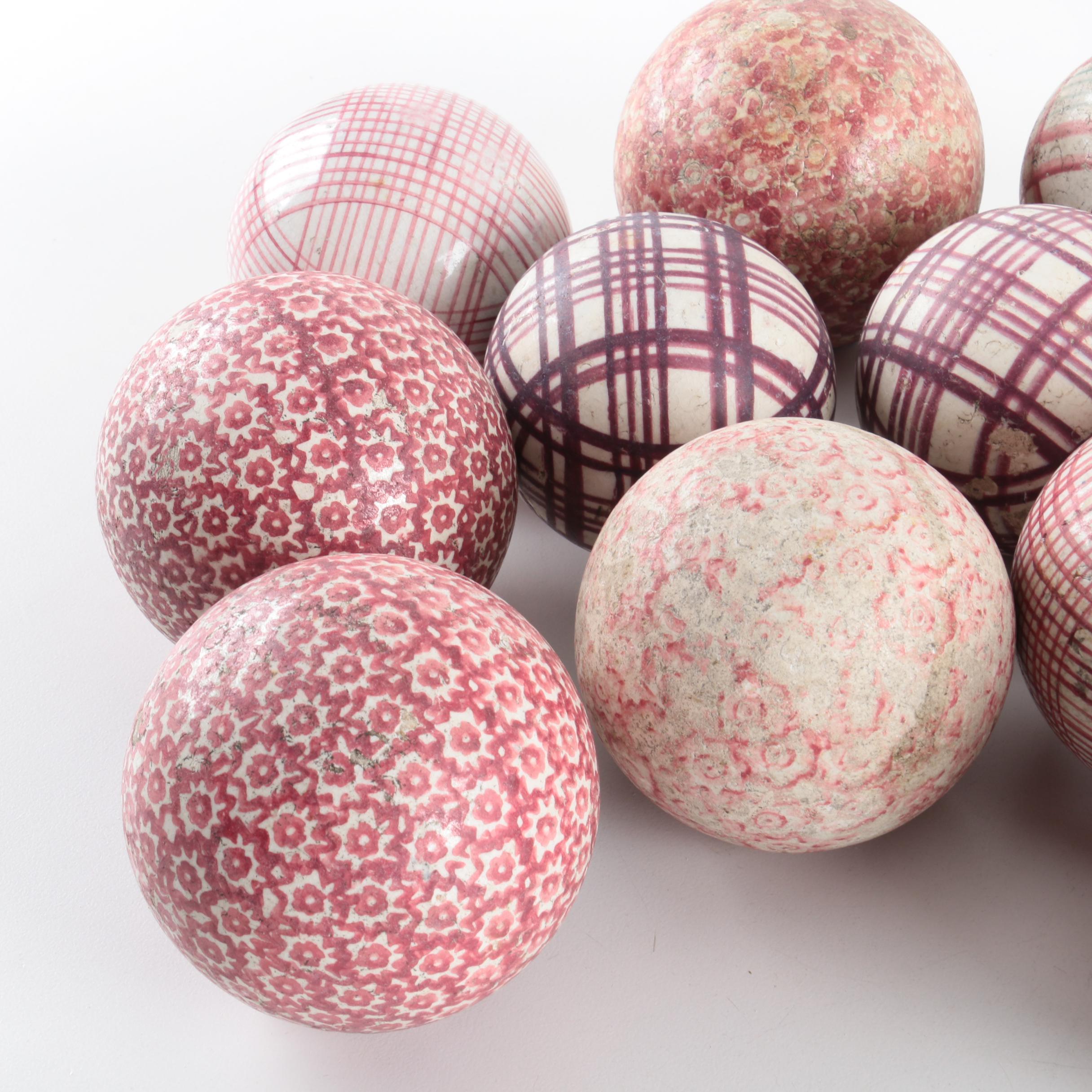 Assorted Vintage Painted Ceramic Carpet Balls