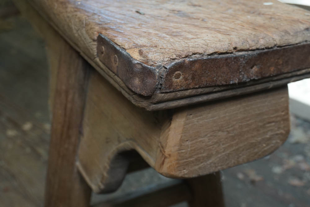 Antique Asian Rustic Elm Bench