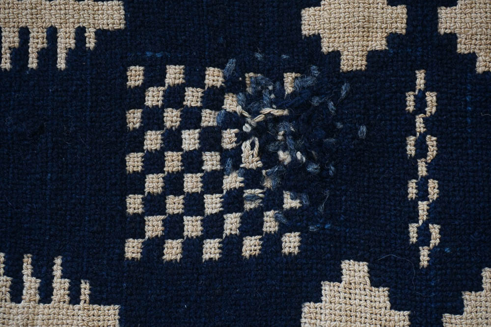 Antique Handwoven Linsey-Woolsey Jacquard Doubleweave Coverlet