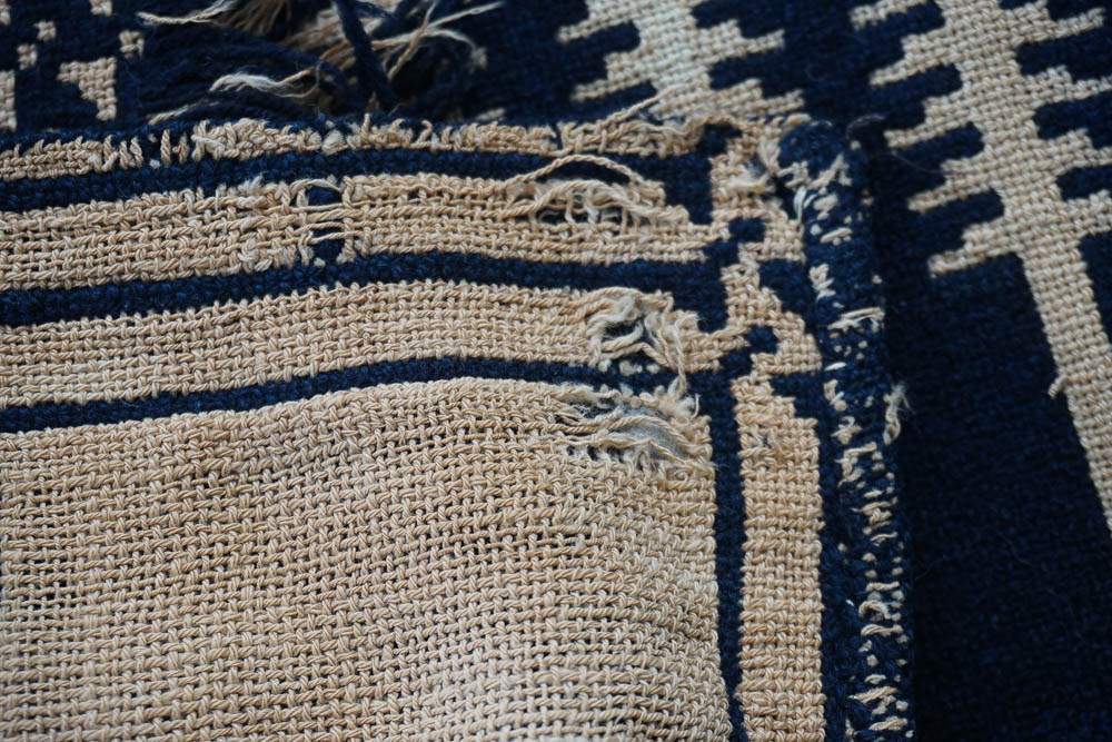 Antique Handwoven Linsey-Woolsey Jacquard Doubleweave Coverlet