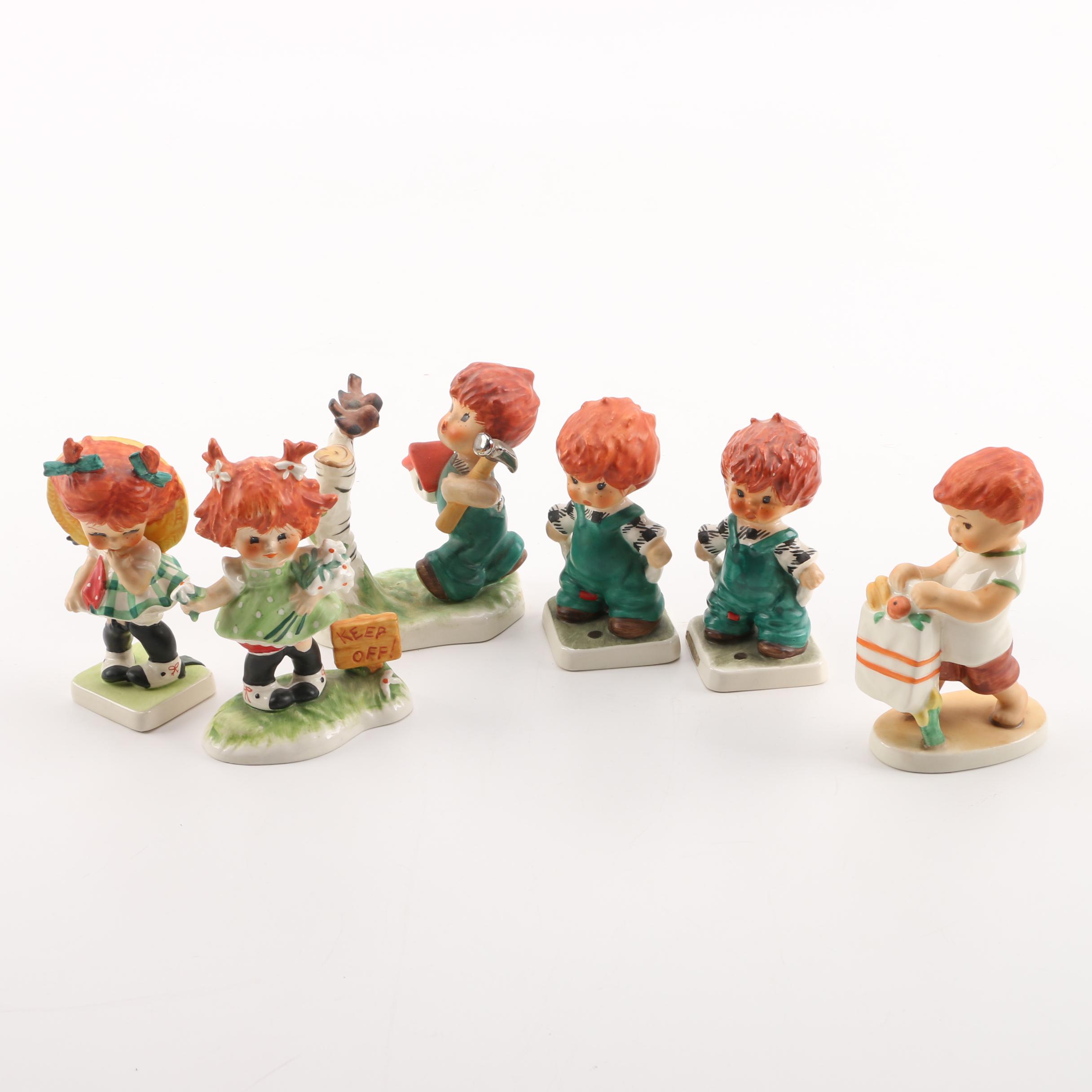 Goebel Red Headed Figurines including "Keep Off" and "Plenty of Nothing"