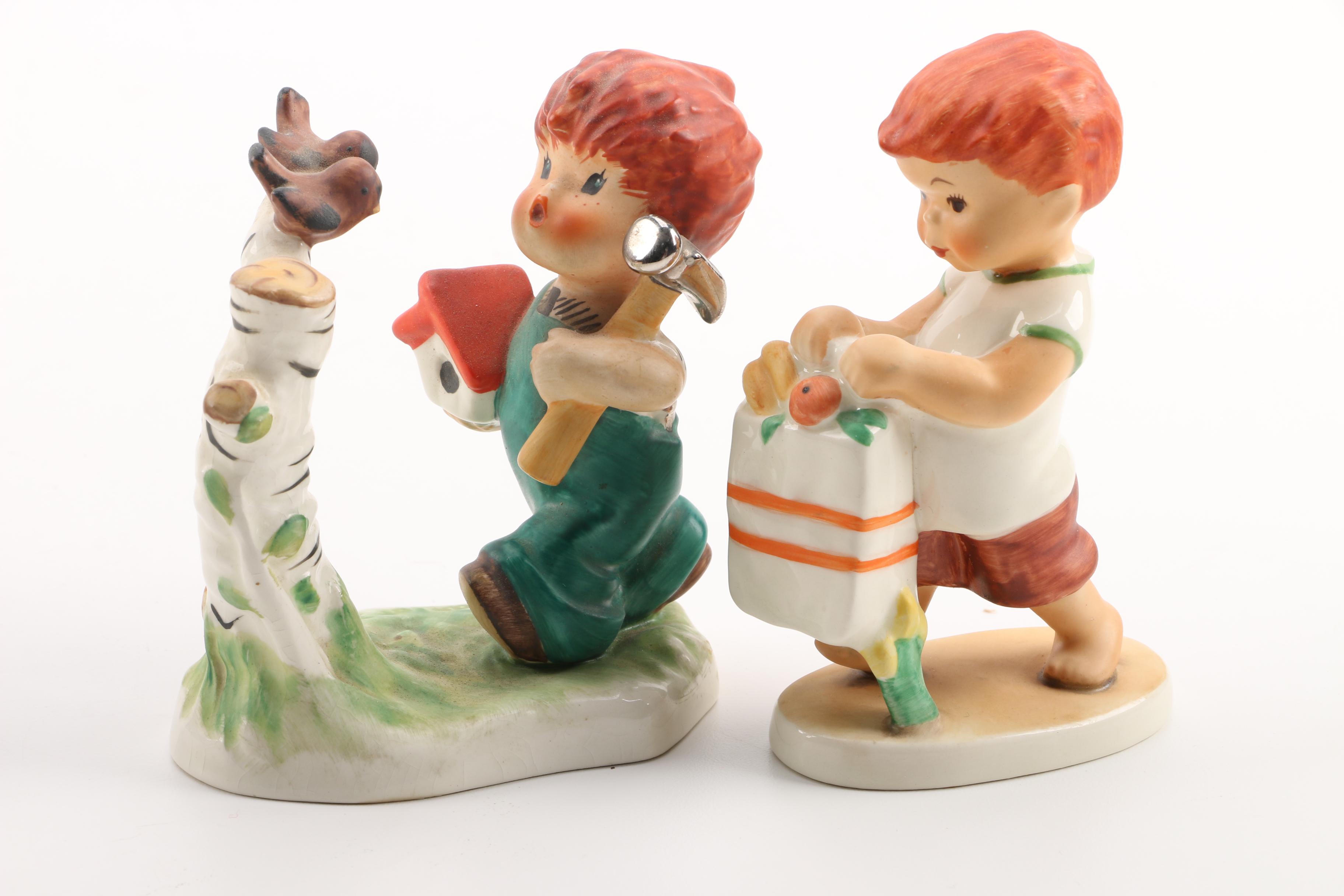Goebel Red Headed Figurines including "Keep Off" and "Plenty of Nothing"