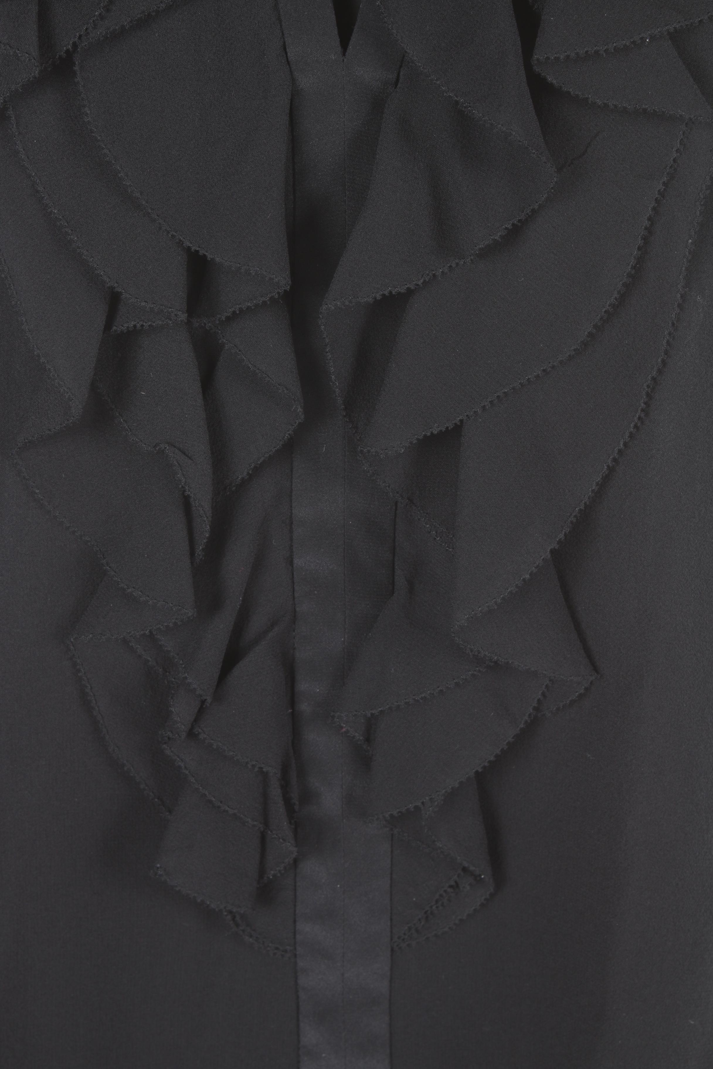 Tory Burch Sheer Black Silk Sleeveless Ruffle Top