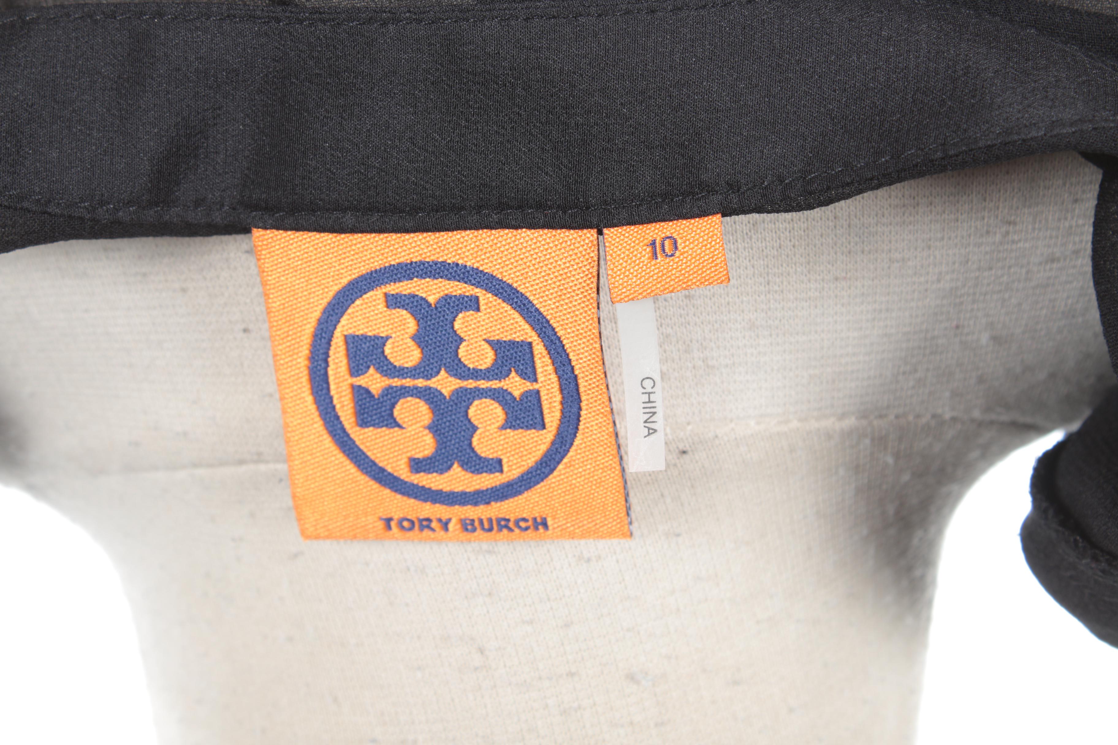 Tory Burch Sheer Black Silk Sleeveless Ruffle Top