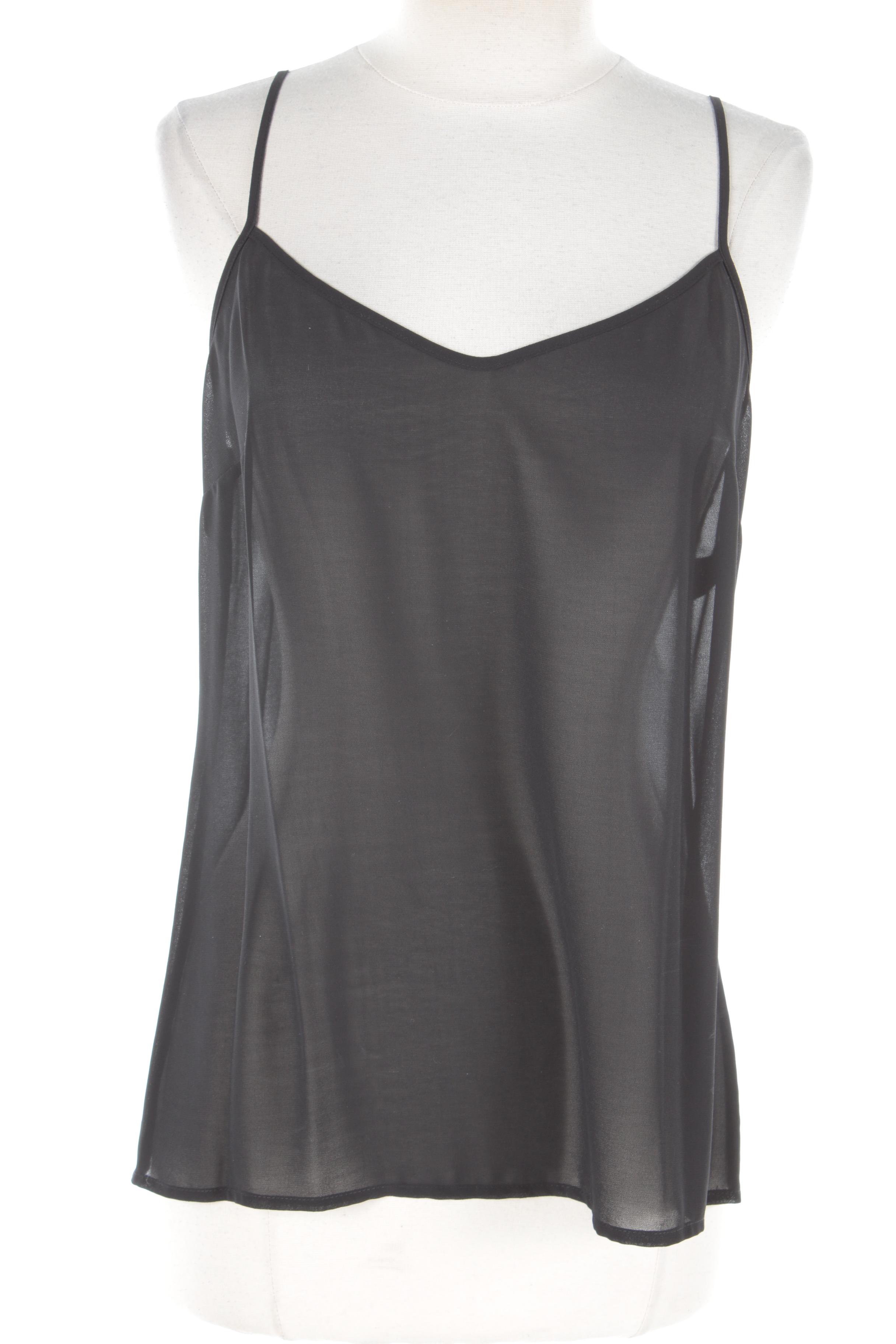 Tory Burch Sheer Black Silk Sleeveless Ruffle Top