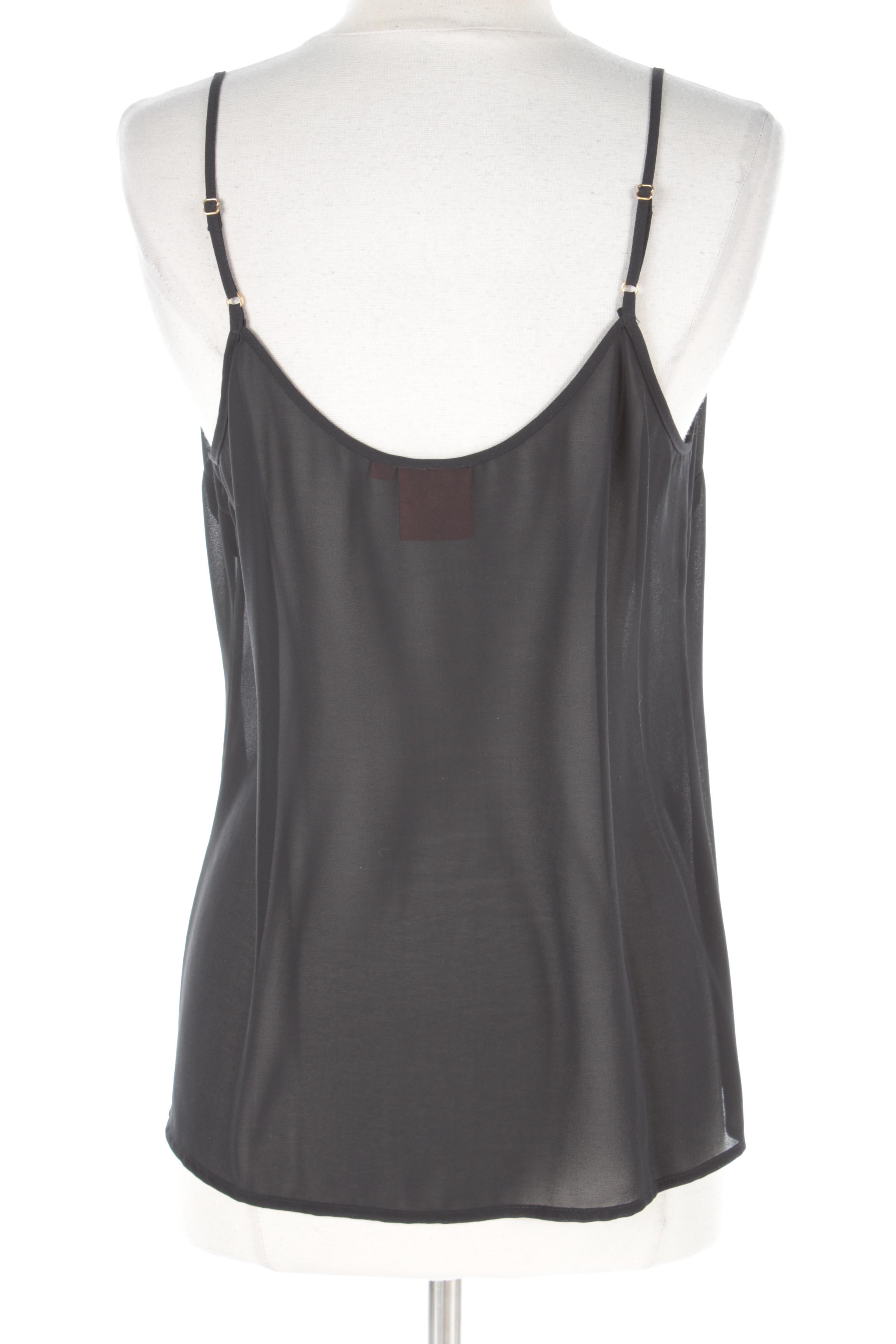 Tory Burch Sheer Black Silk Sleeveless Ruffle Top