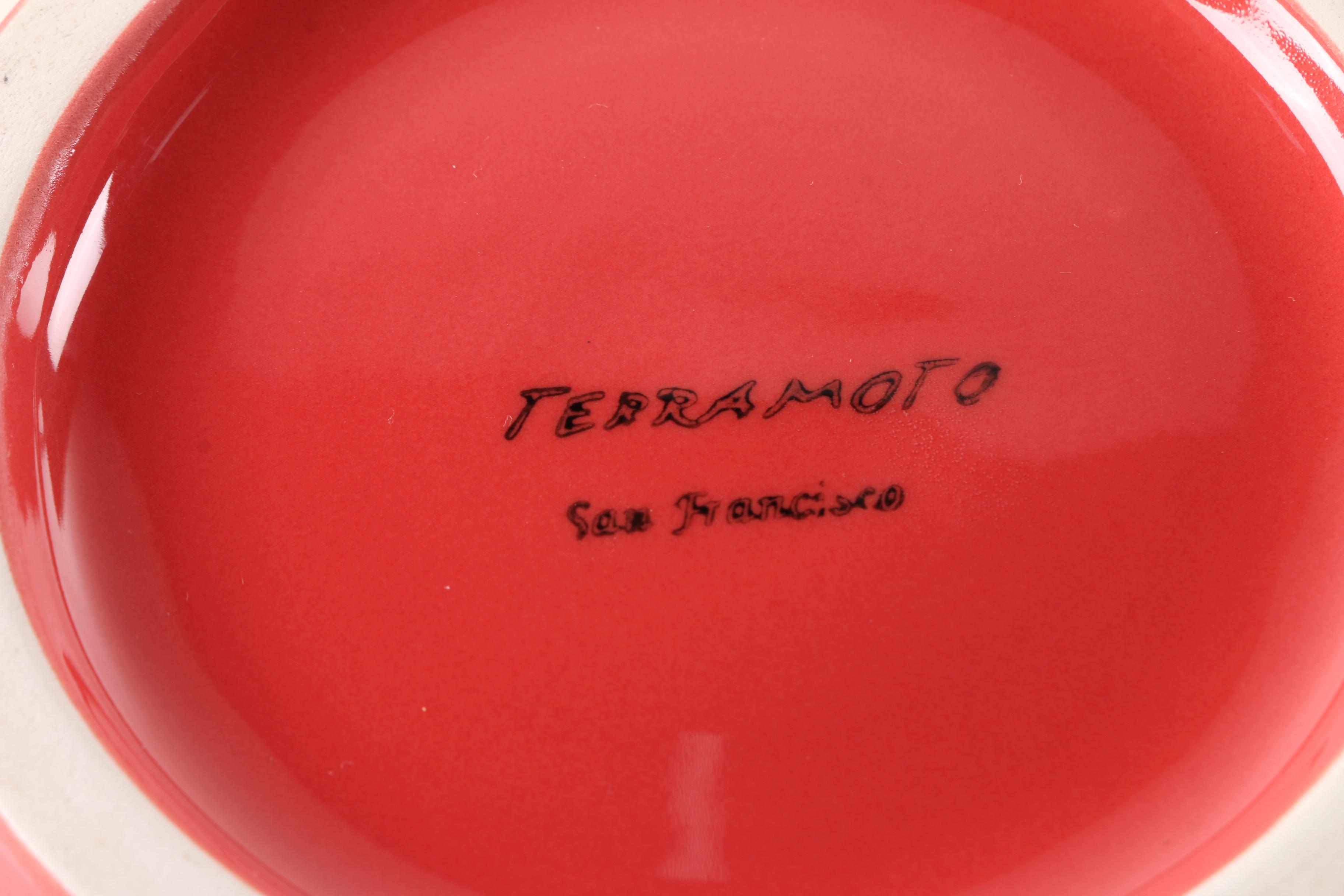 Terramoto Ceramic by Coastline Imports Red, Green and White Striped