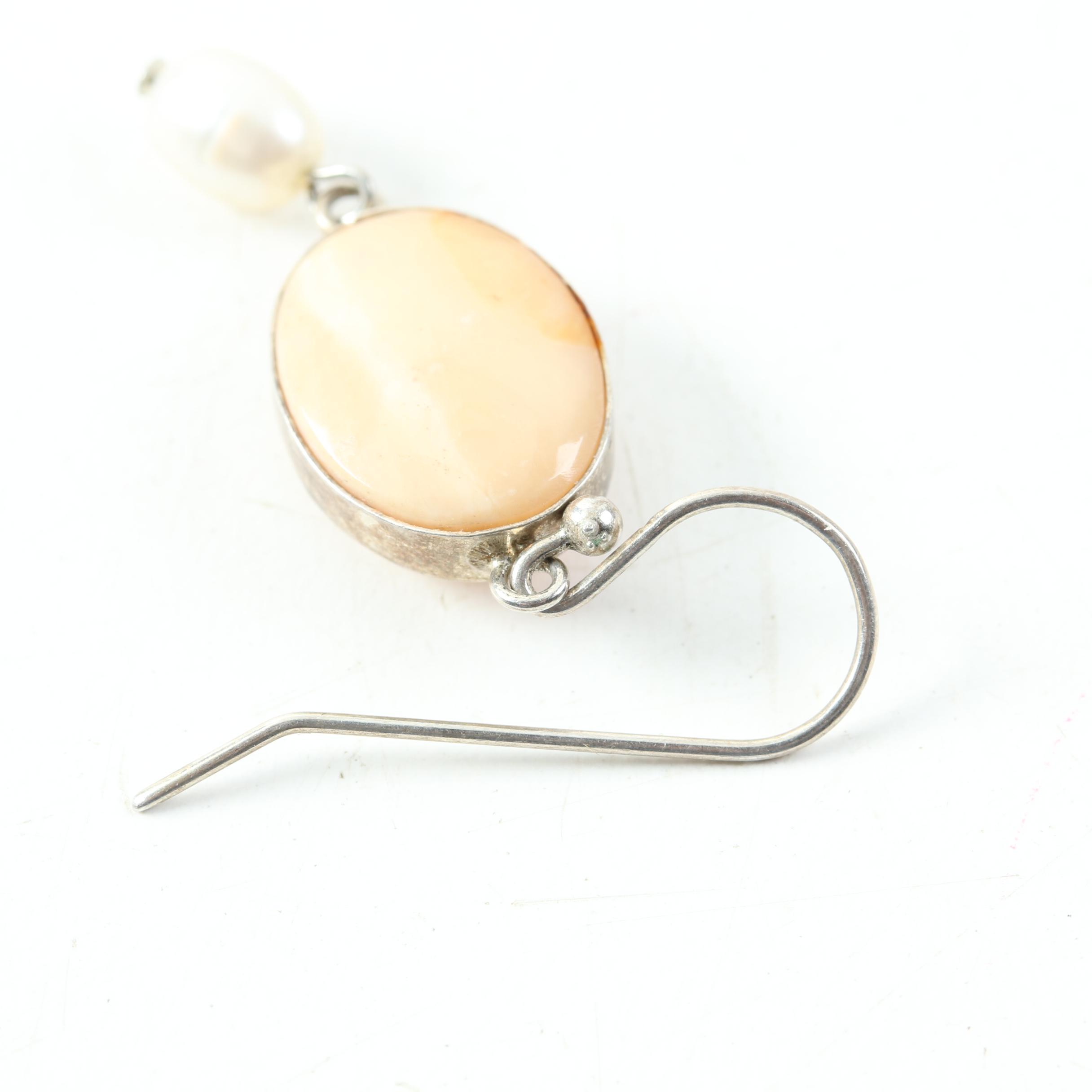 Assortment of Sterling Silver Jewelry Including Onyx, Mother of Pearl, and Opal