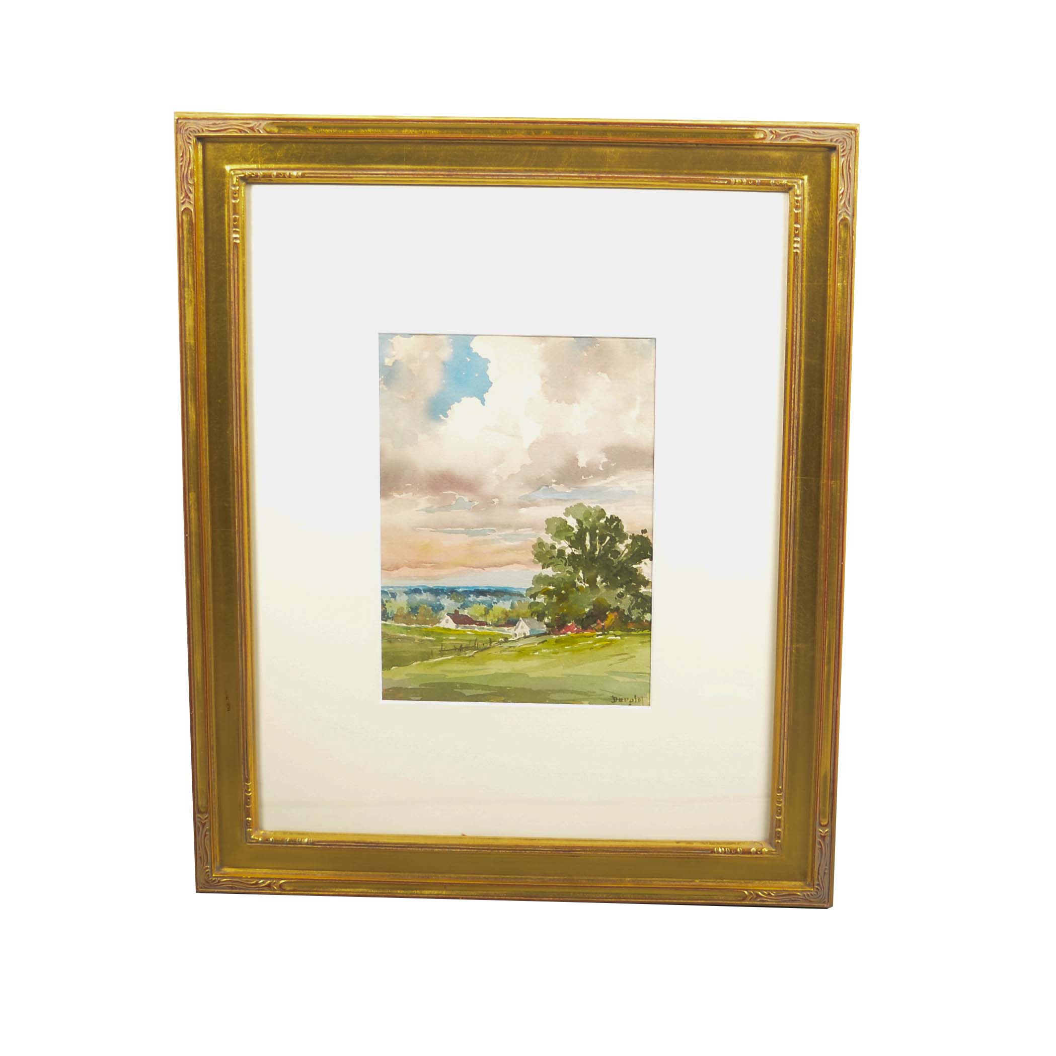 Arthur Douglas Watercolor Painting "Looking from the Field"