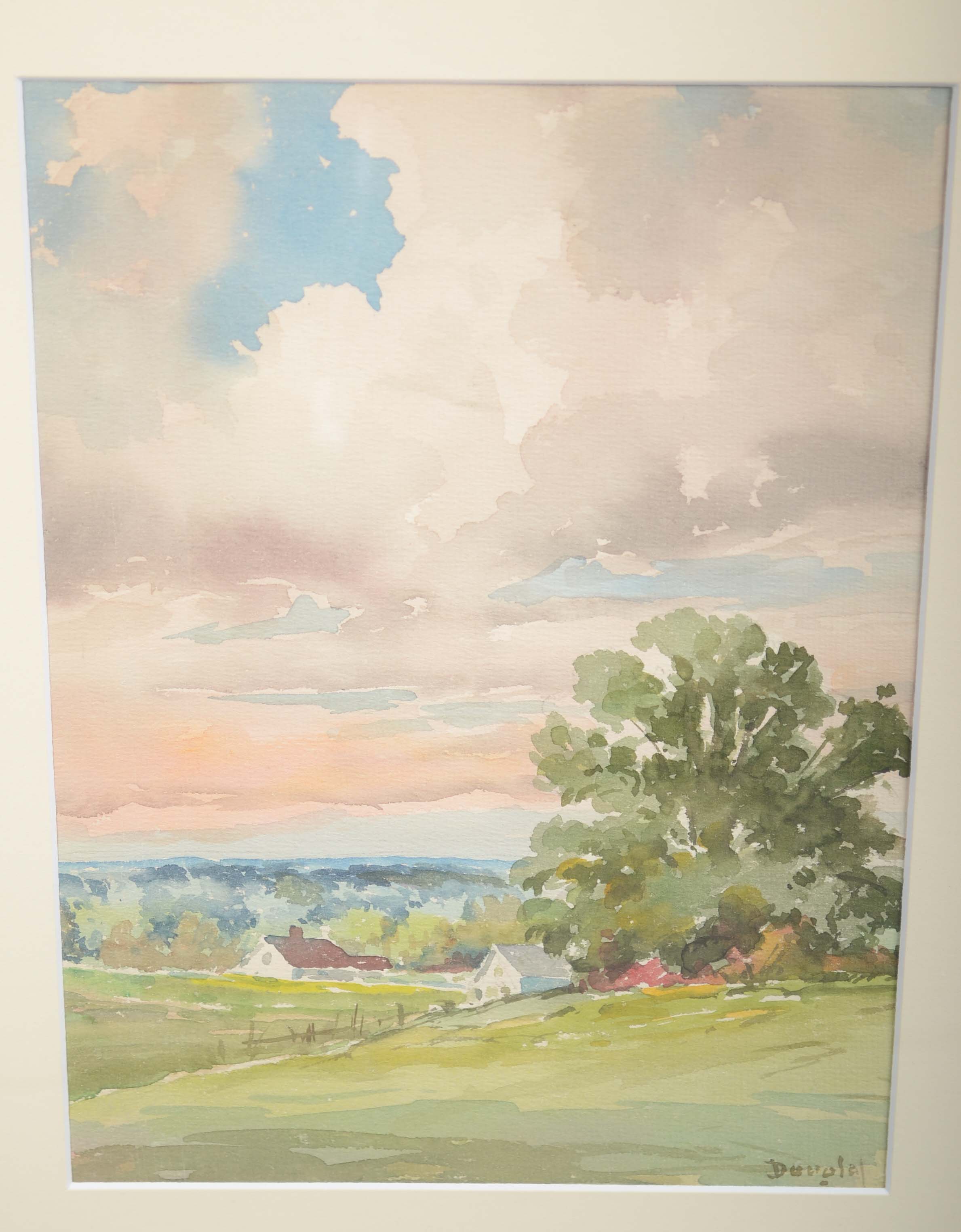 Arthur Douglas Watercolor Painting "Looking from the Field"