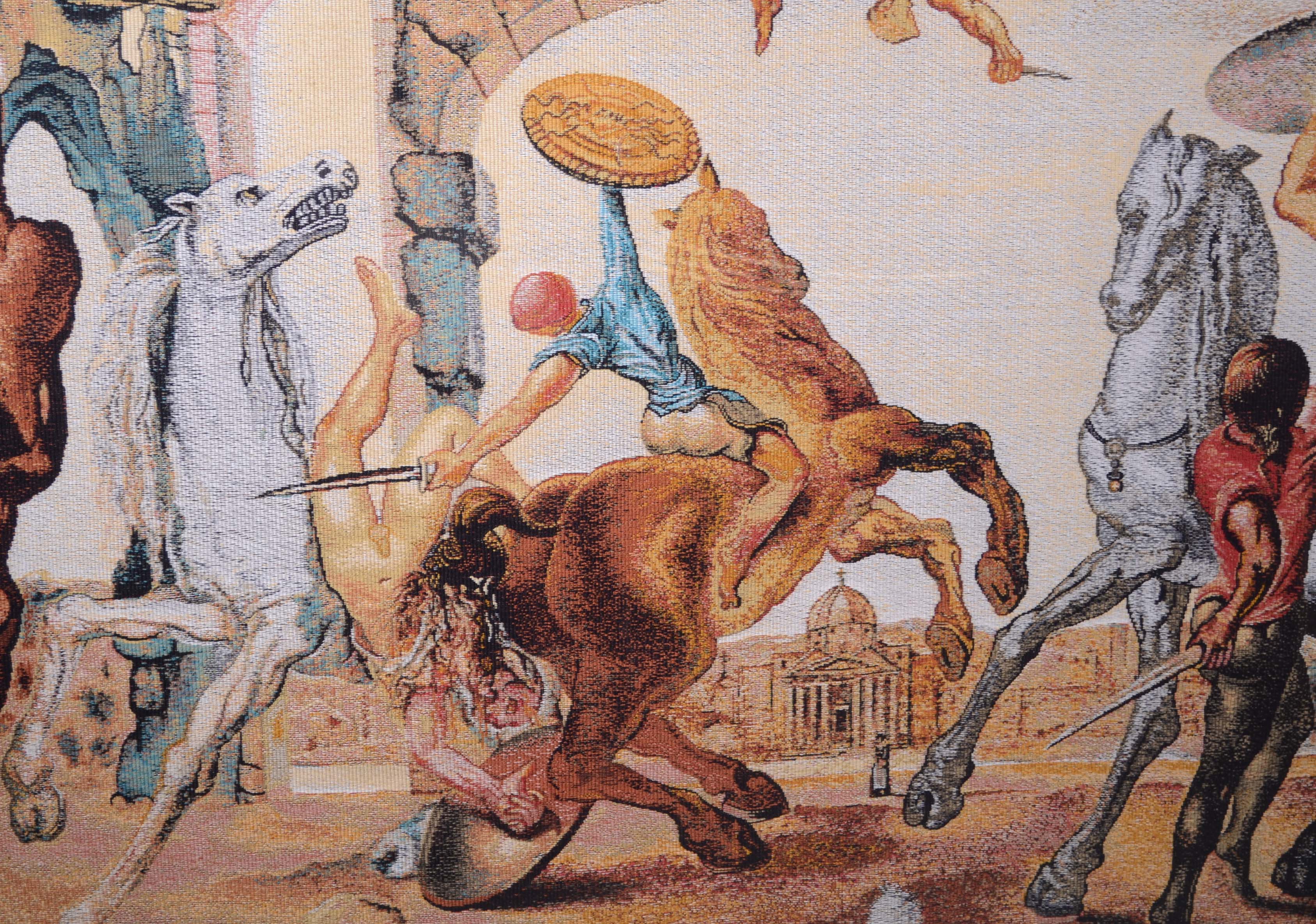 Machine-Woven Jacquard Tapestry After Salvador Dali "Battle Around a Dandelion"