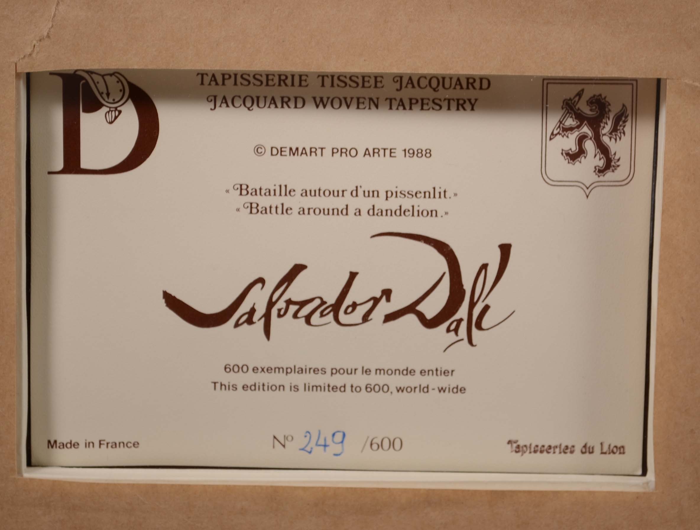 Machine-Woven Jacquard Tapestry After Salvador Dali "Battle Around a Dandelion"