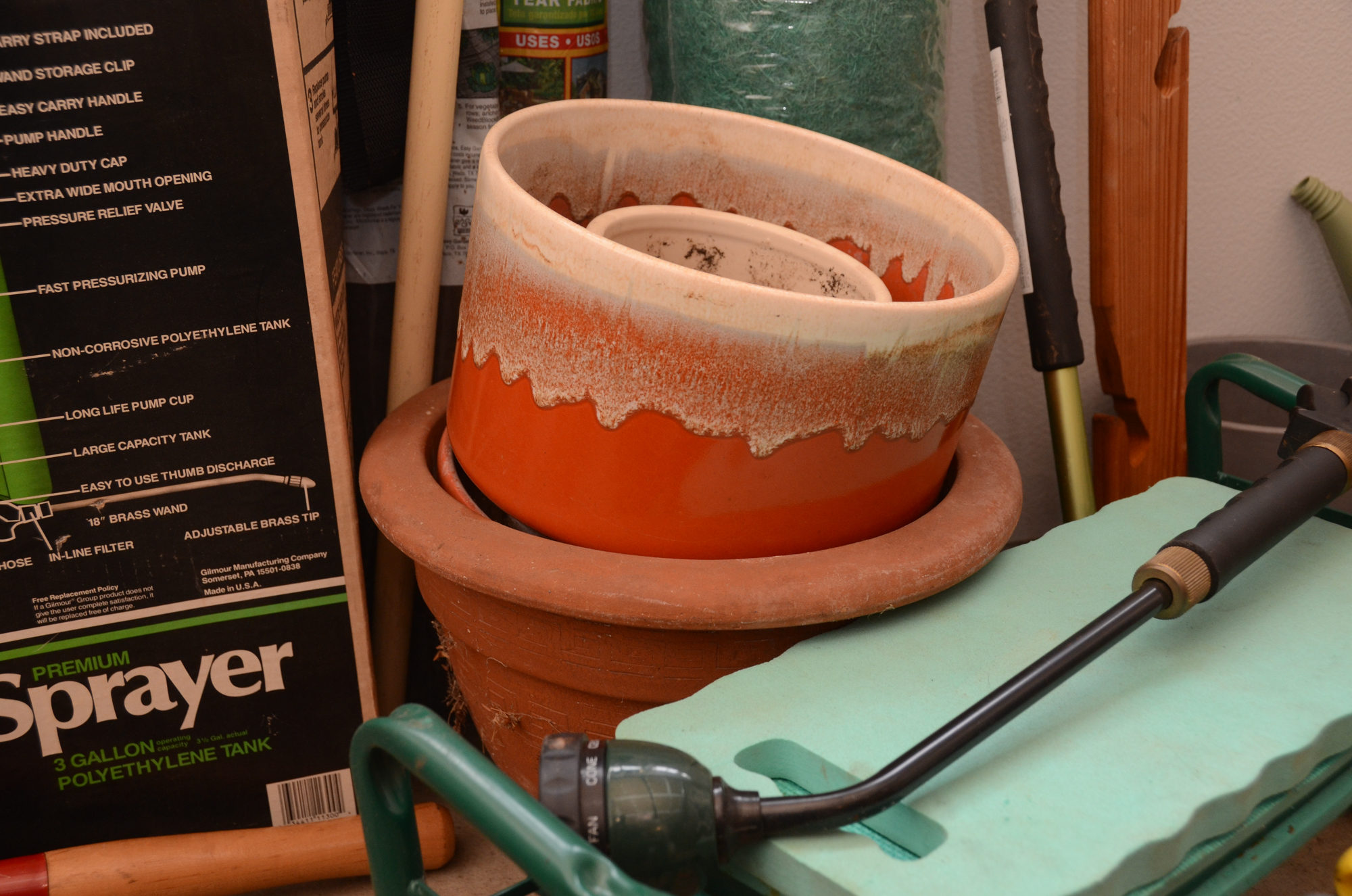 Rake, Electric Weed Trimmer, Planters, Reel Measuring Line, Tools and More