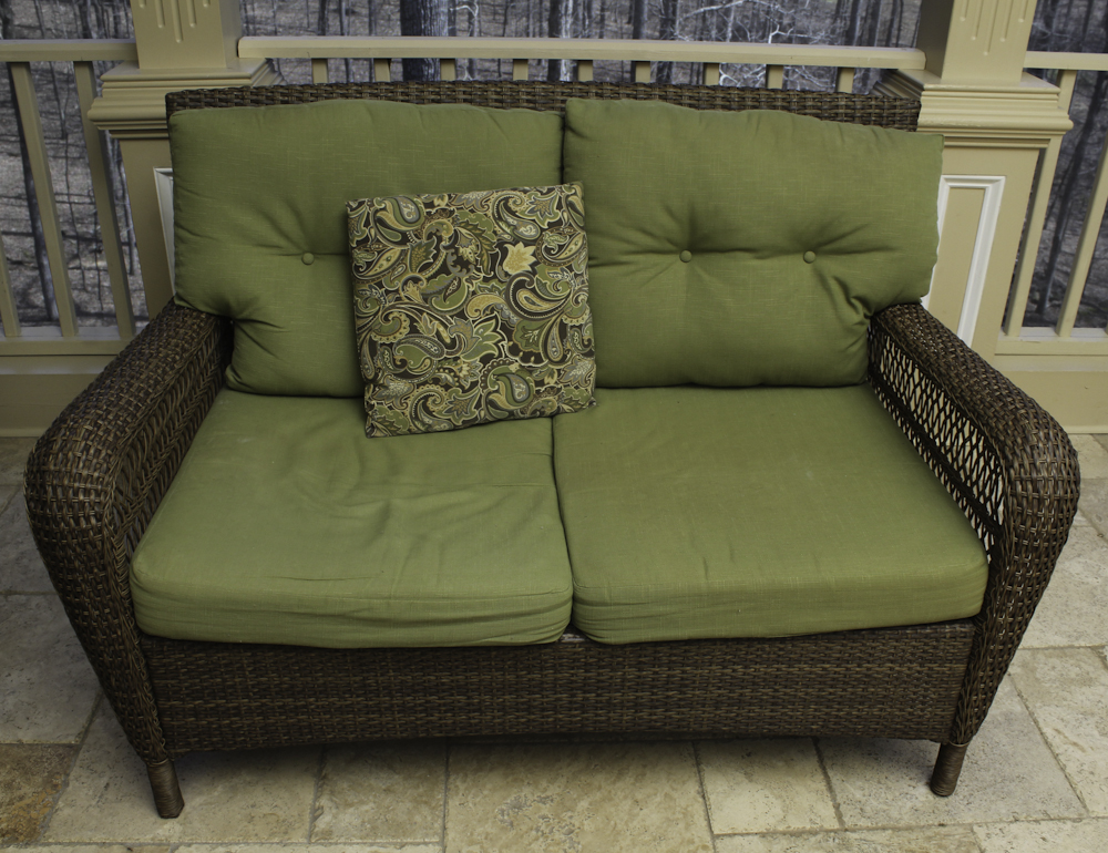 Martha Stewart Living Wicker Patio Loveseat and Ottoman