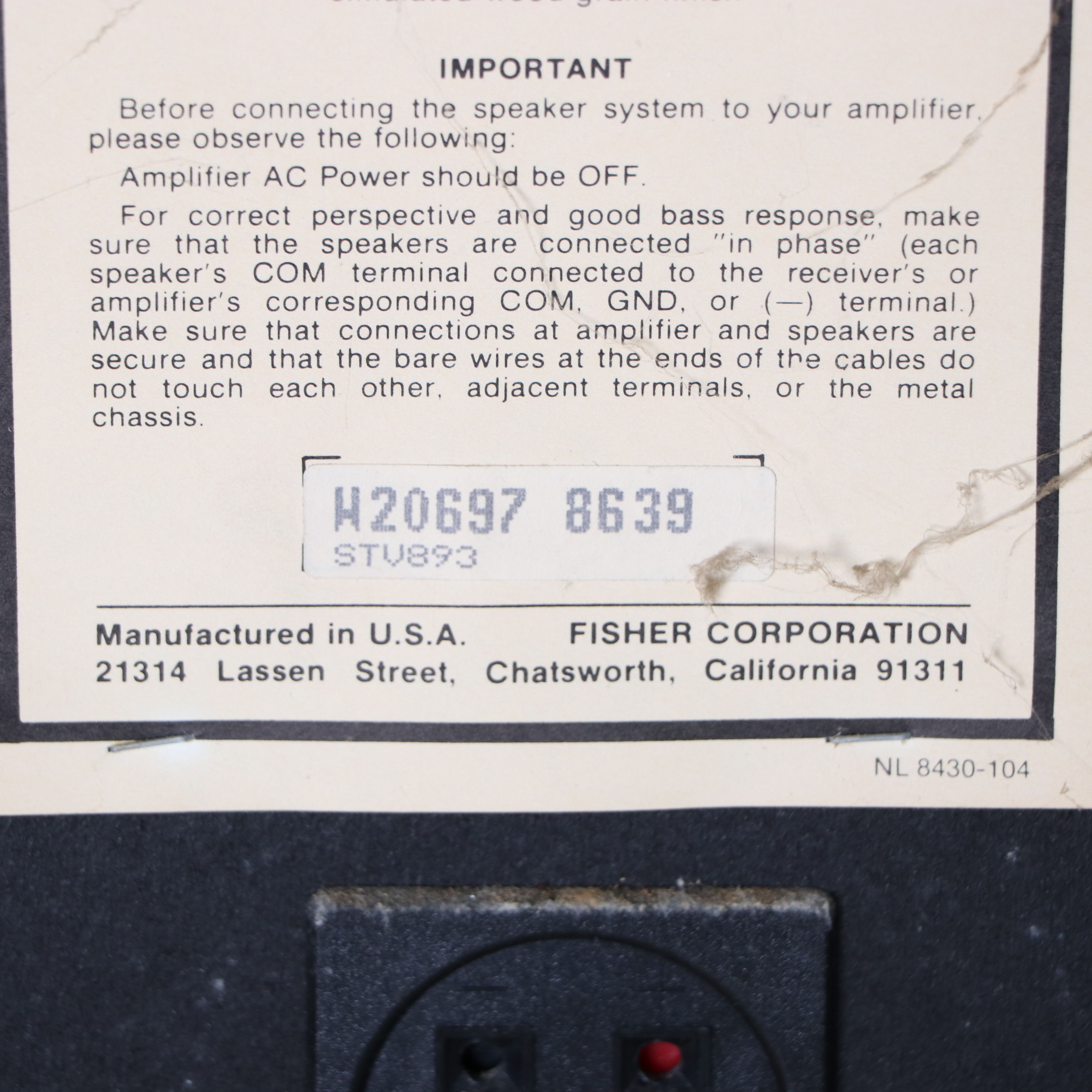 Vintage Fisher STV-893 Floorstanding Speakers