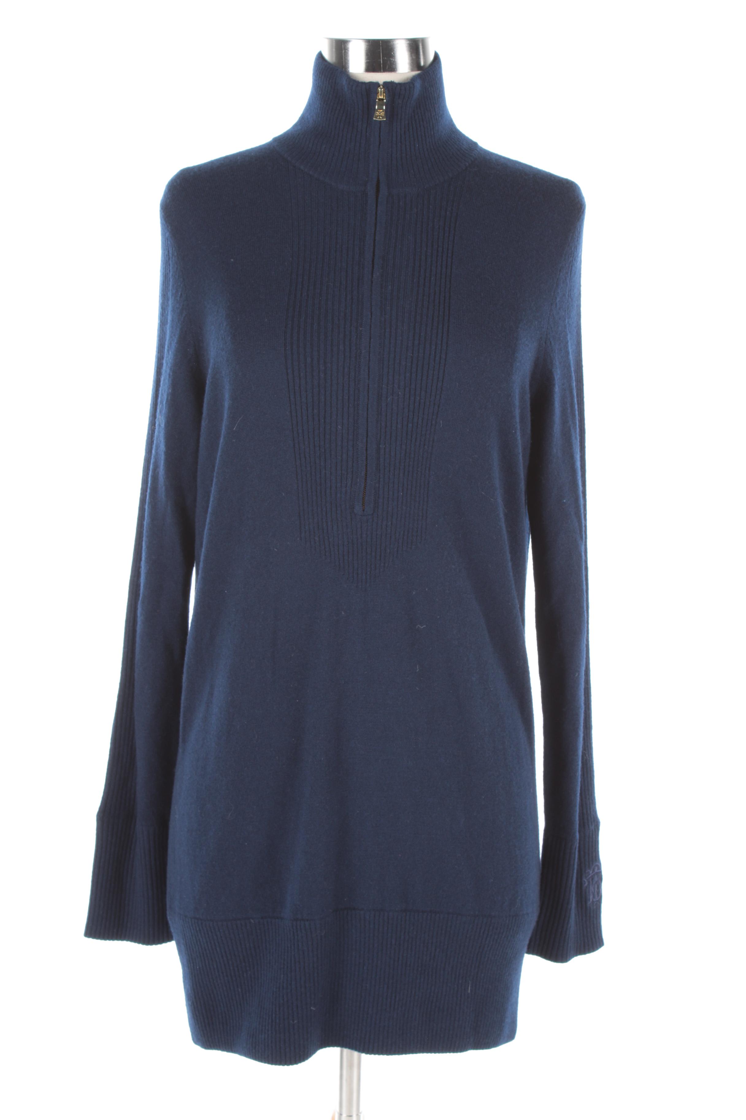 Women's Lauren Ralph Lauren Tank and Tory Burch Navy Zip-Up Sweater