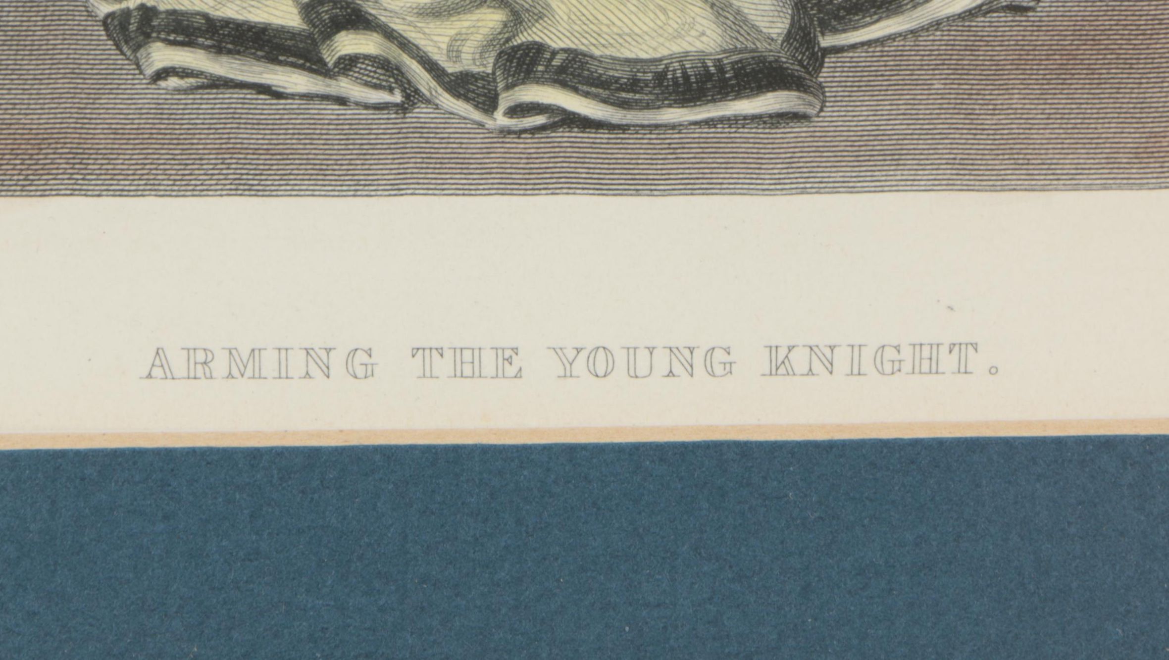 Hand Colored Intaglio Print After Yeames and Lightfoot "Arming the Young Knight"