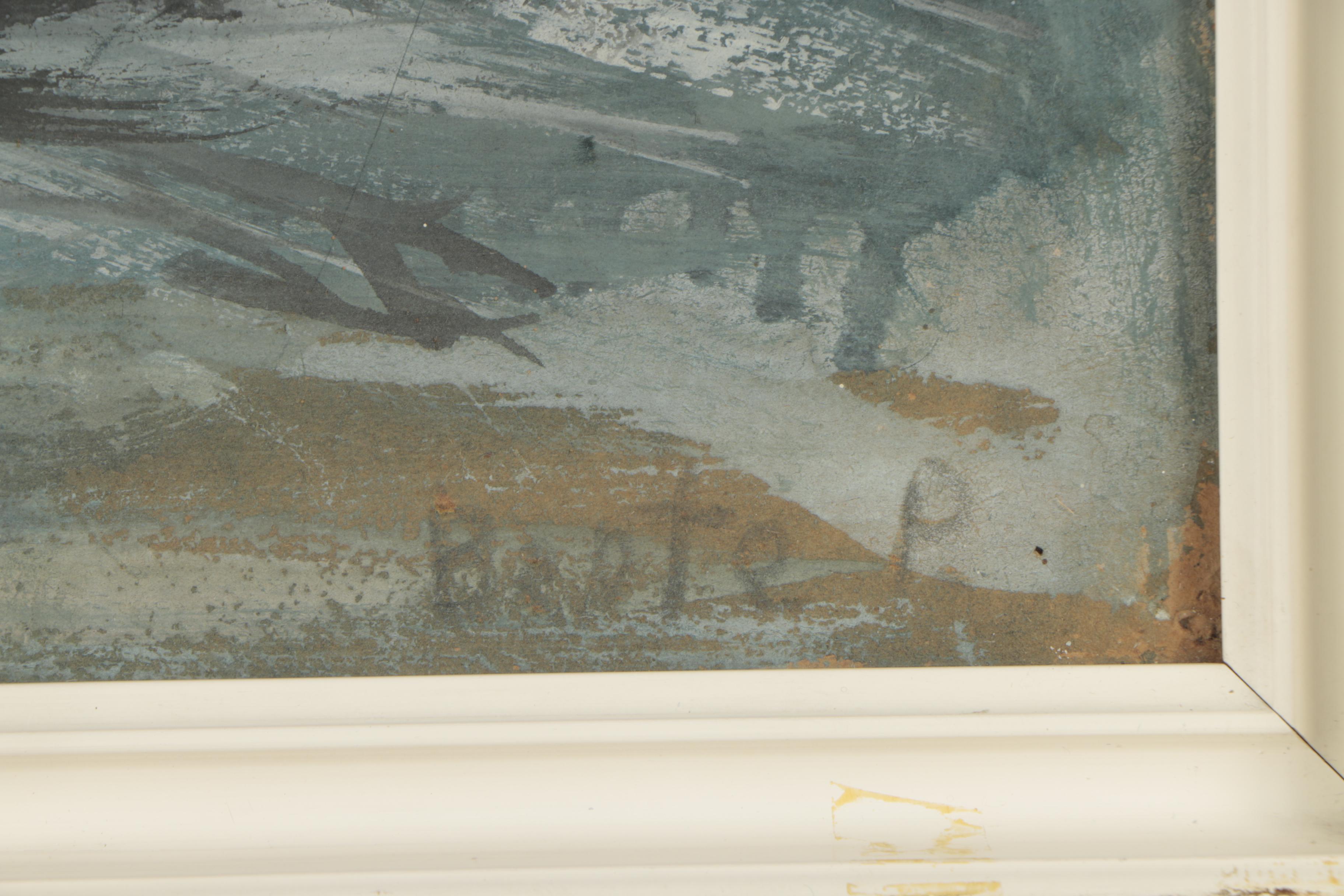 Gouache Painting of a Man on the Docks