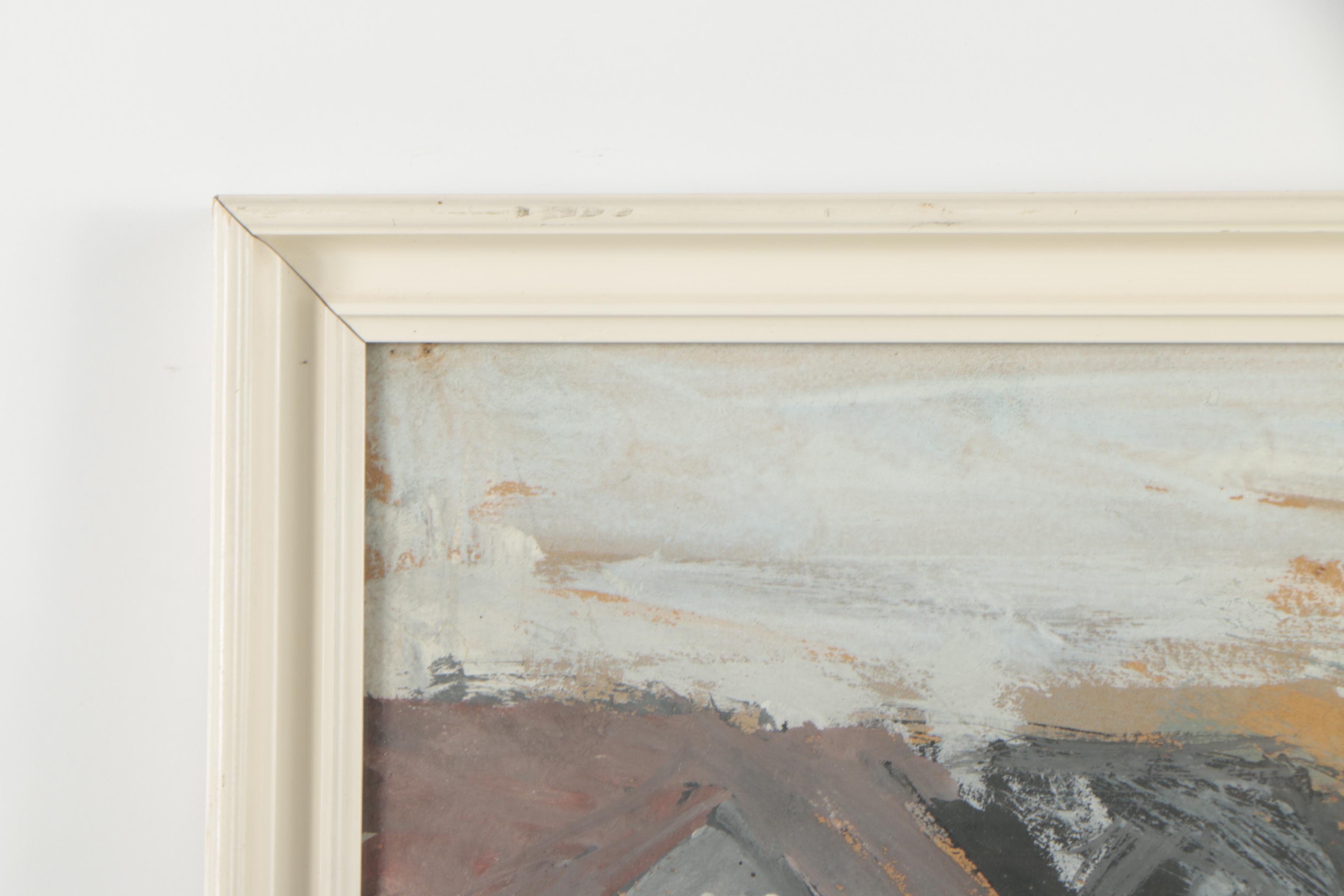 Gouache Painting of a Man on the Docks