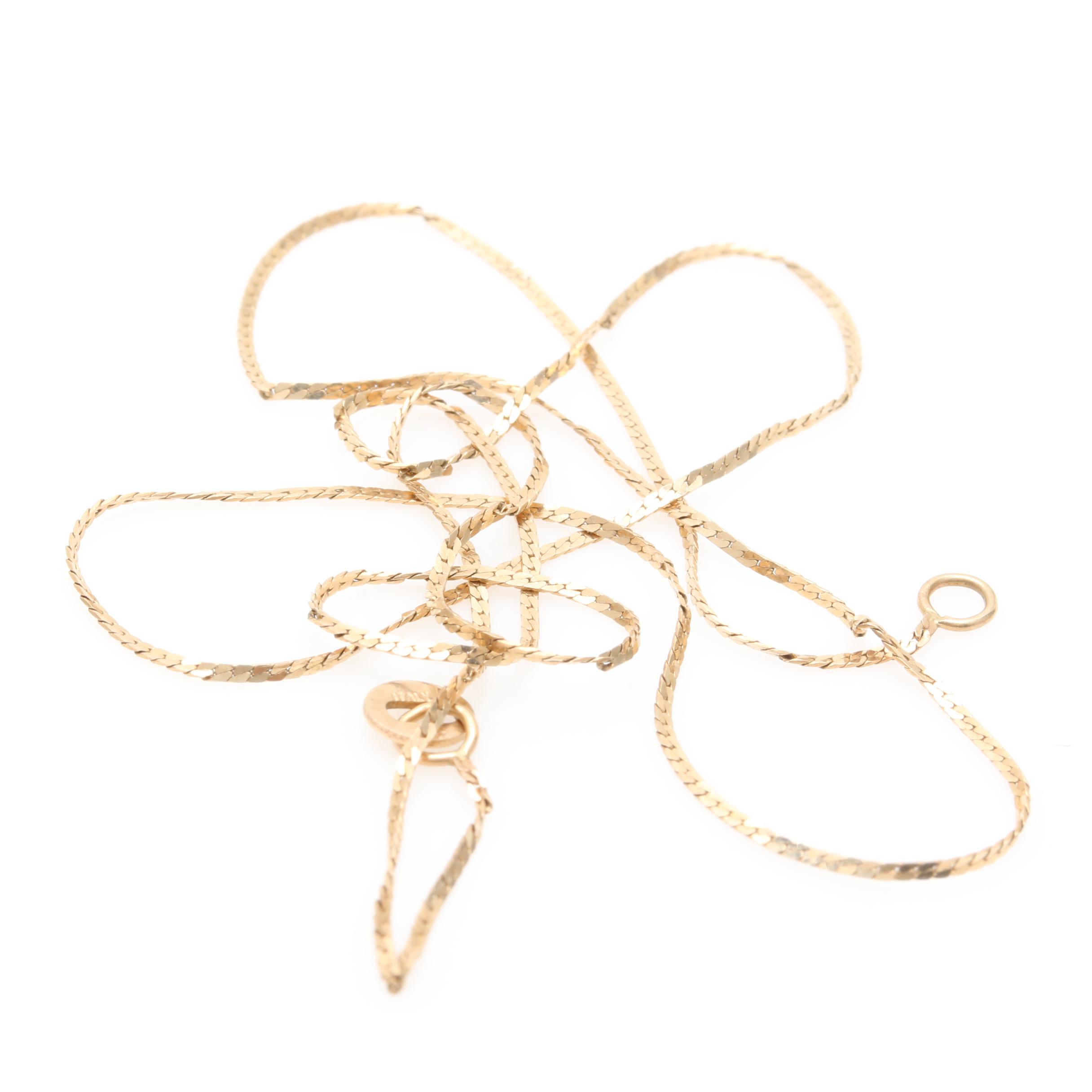 14K Yellow Gold Scrap Selection Including Bracelet, Necklace, and Chain