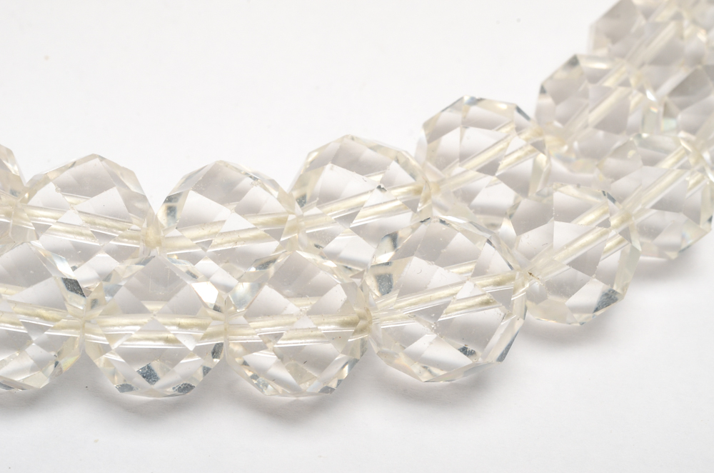 Faceted Rock Quartz Crystal Necklace with Sterling Silver Clasp