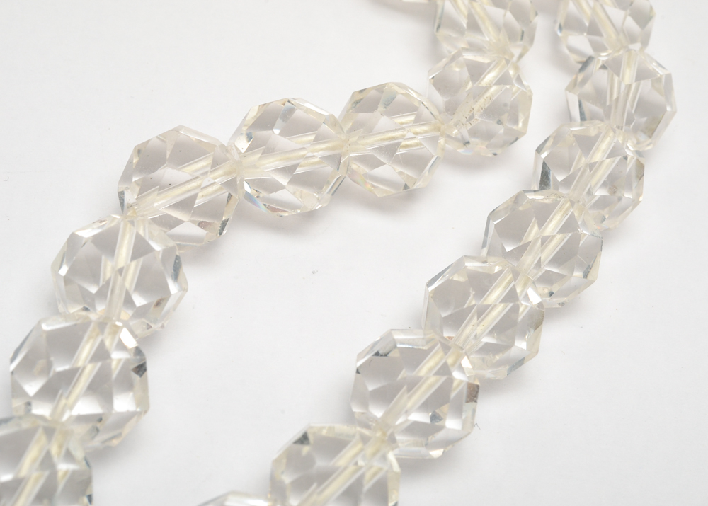 Faceted Rock Quartz Crystal Necklace with Sterling Silver Clasp